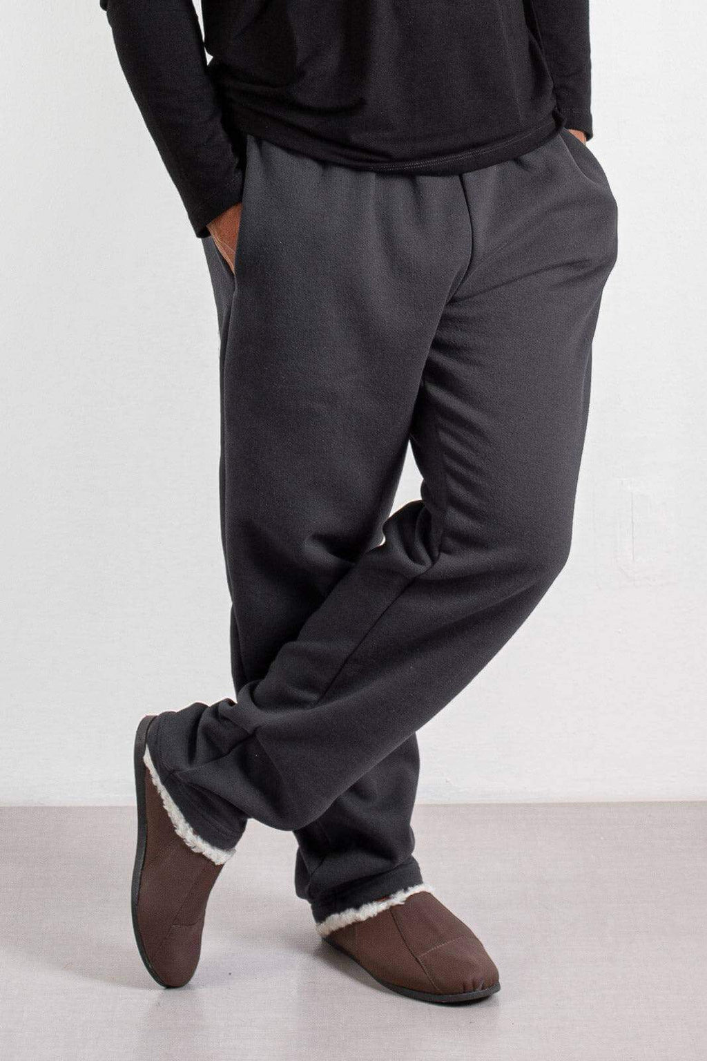 Chinelo pantufa em couro unissex forrada com pelo 6101 - Enluaze