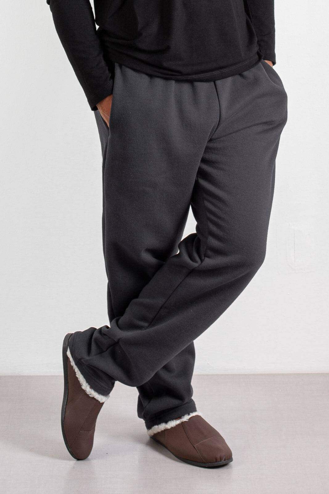 Chinelo pantufa em couro unissex forrada com pelo 6101 - Enluaze