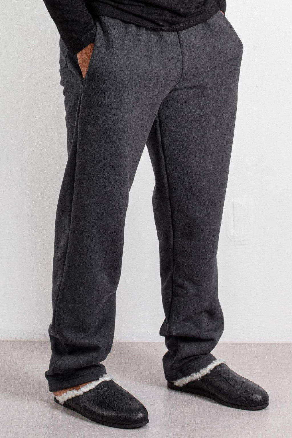 Chinelo pantufa em couro unissex forrada com pelo 6101 - Enluaze