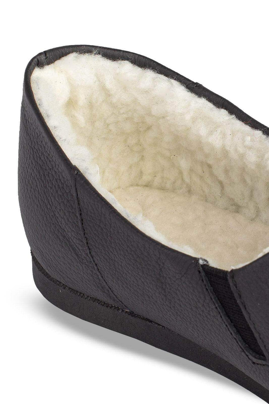 Sapatilha pantufa em couro unissex forrada com pelo 6103 - Enluaze