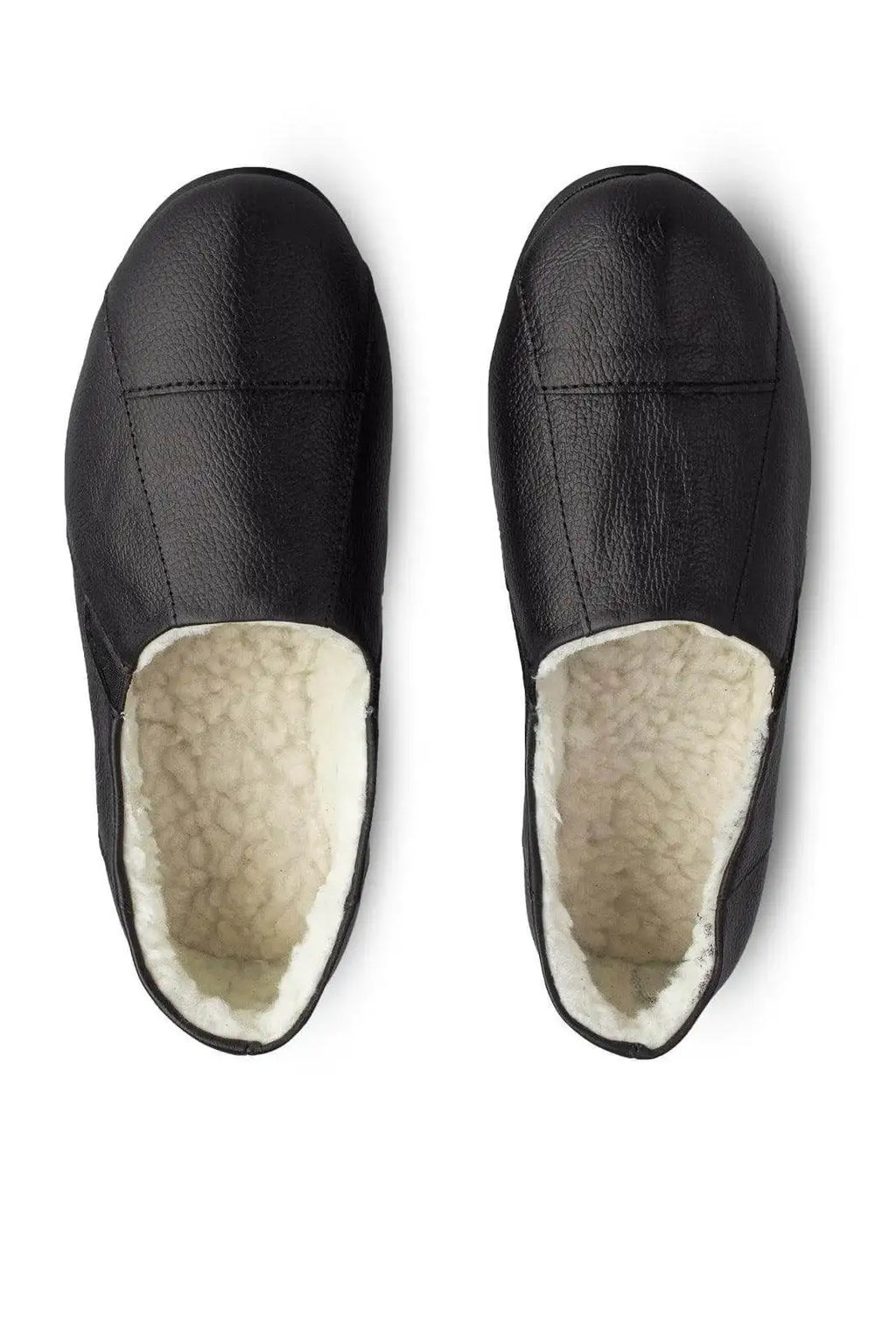 Sapatilha pantufa em couro unissex forrada com pelo 6103 - Enluaze