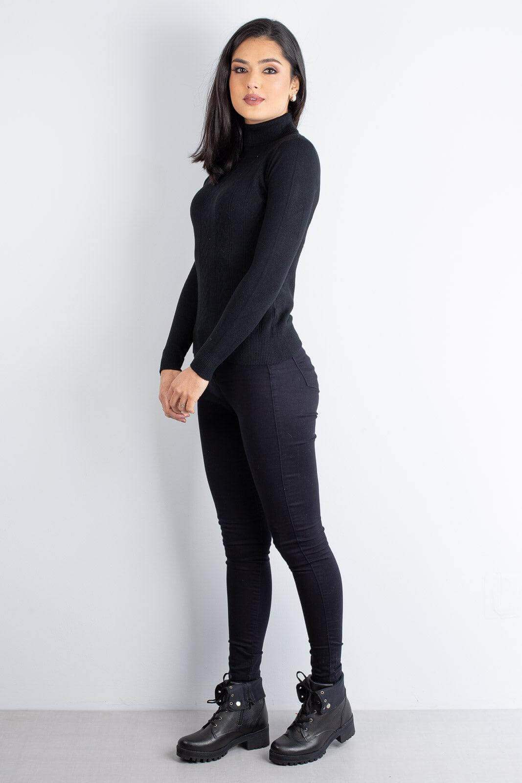 Coturno feminino de couro 6943 - Enluaze