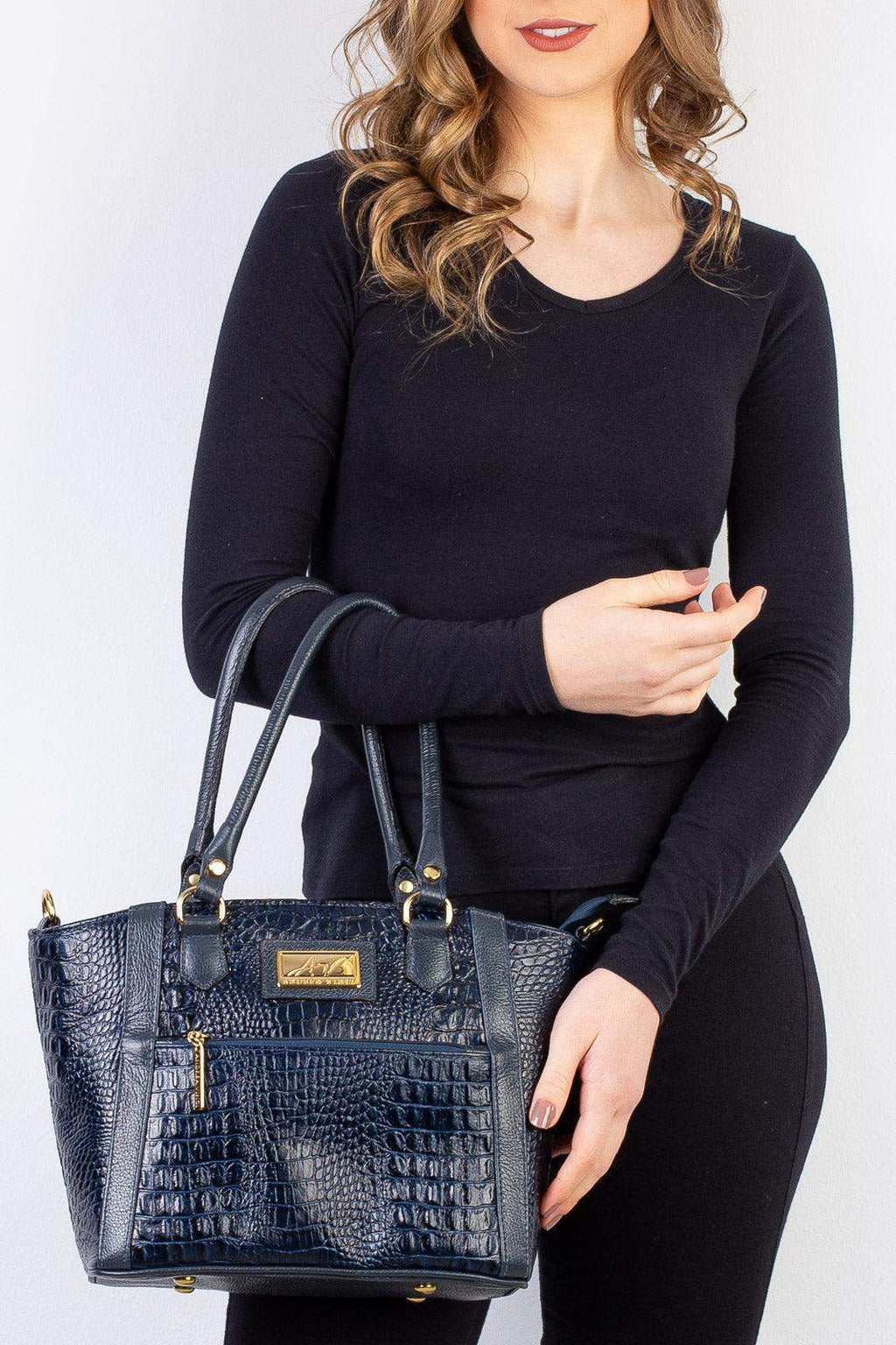 Bolsa de couro croco Heloisa - Enluaze