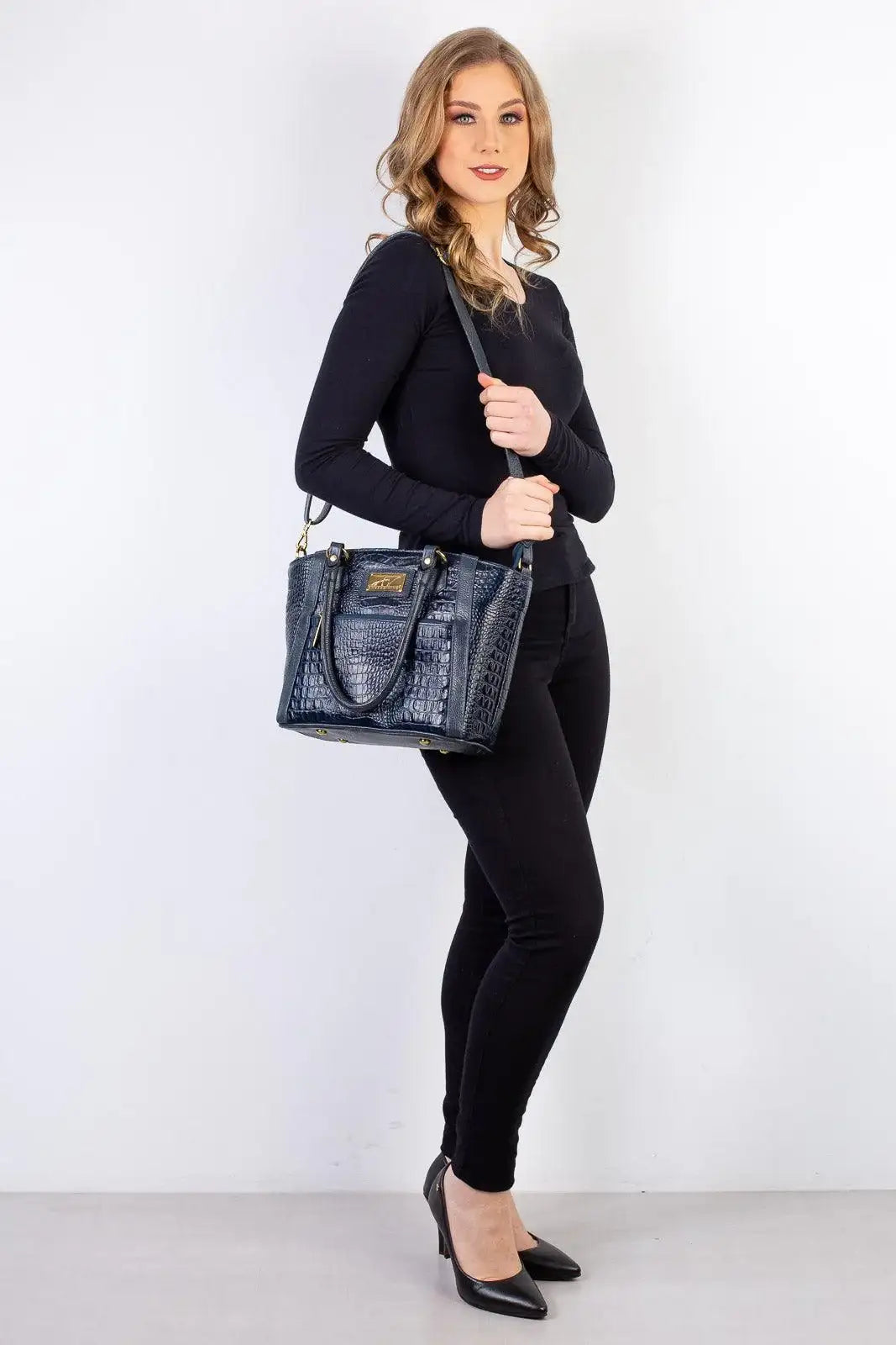 Bolsa de couro croco Heloisa - Enluaze