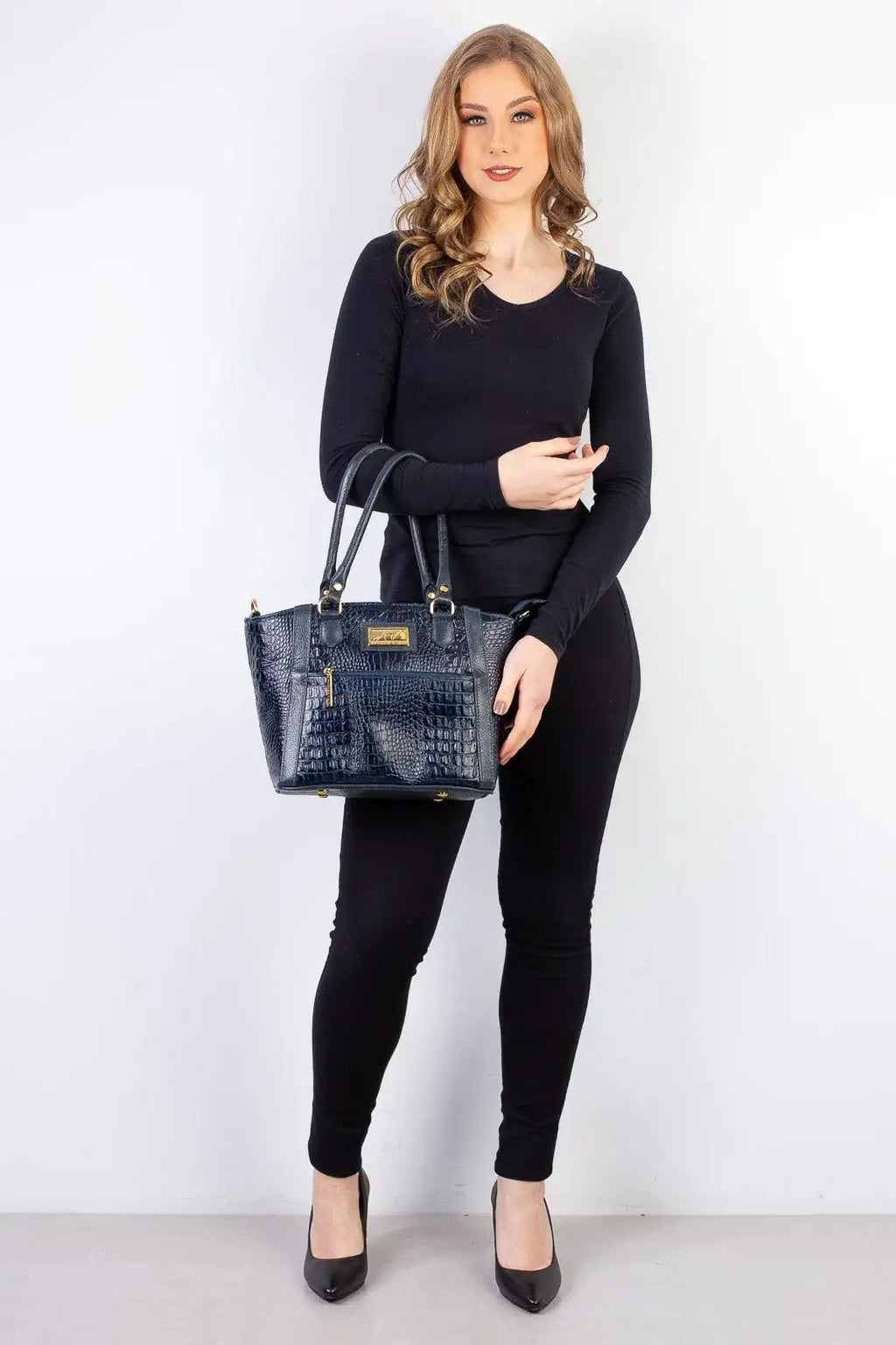 Bolsa de couro croco Heloisa - Enluaze