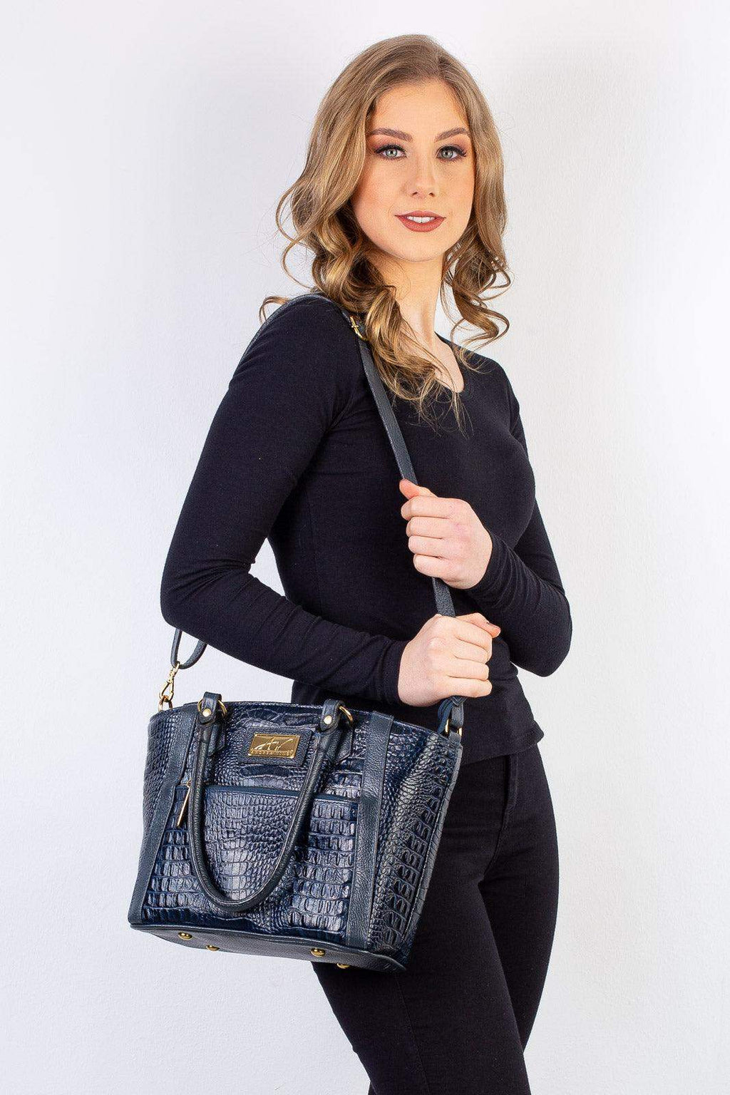 Bolsa de couro croco Heloisa - Enluaze