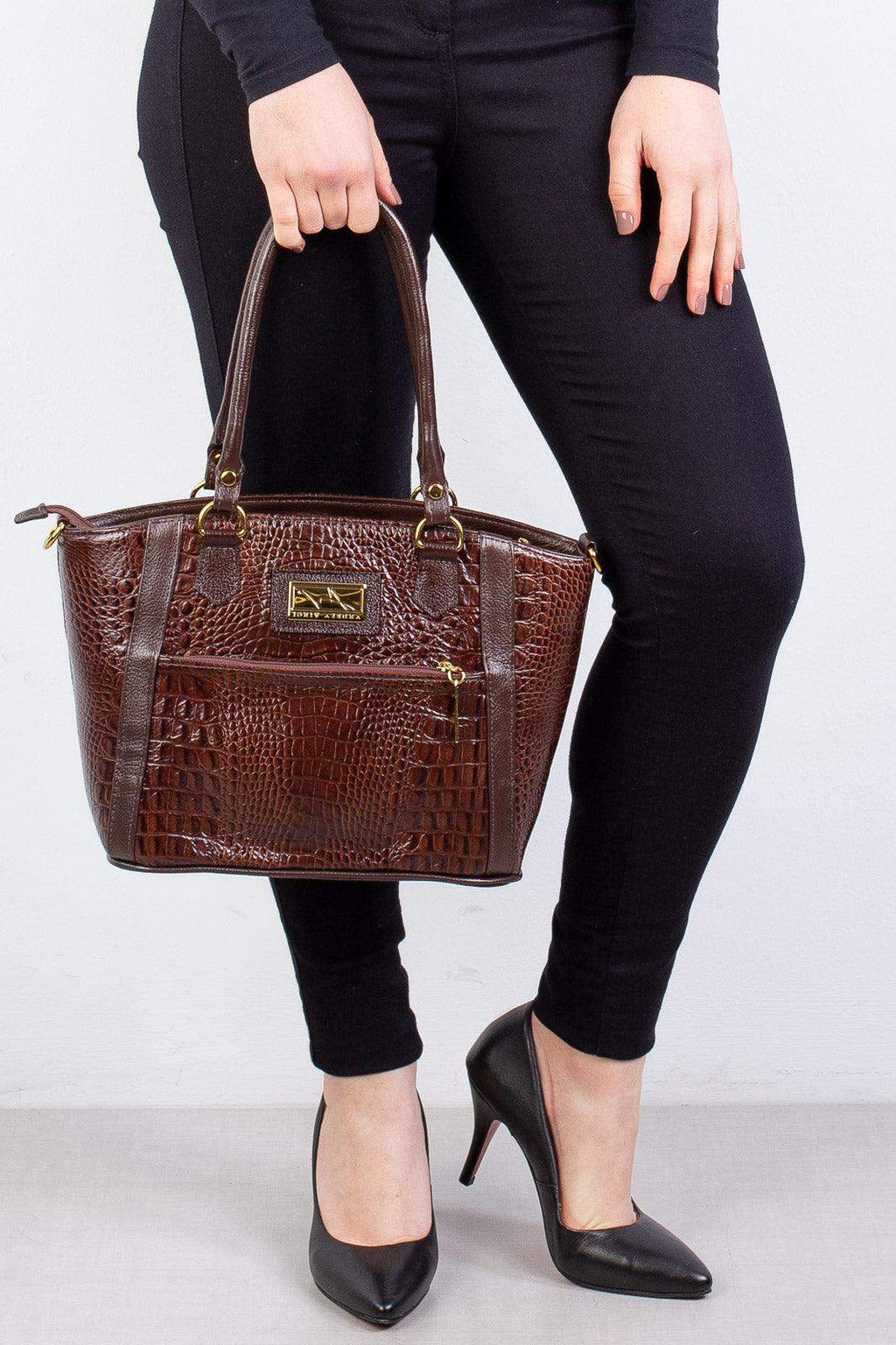 Bolsa de couro croco Heloisa - Enluaze