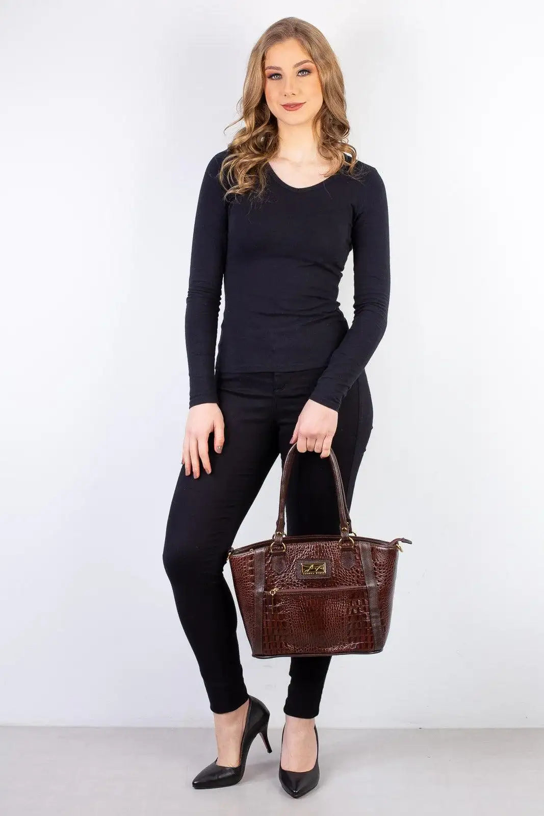 Bolsa de couro croco Heloisa - Enluaze