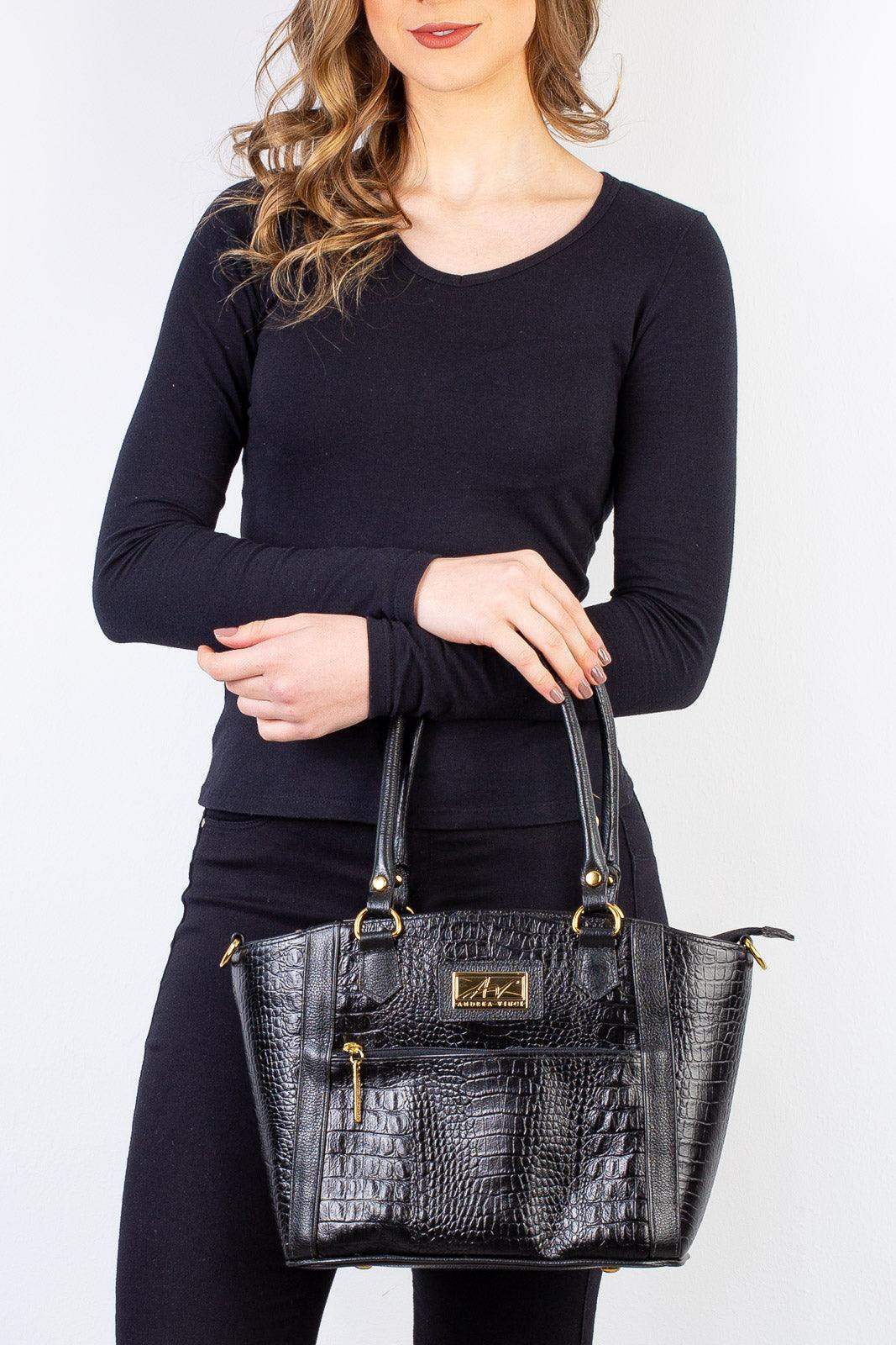 Bolsa de couro croco Heloisa - Enluaze