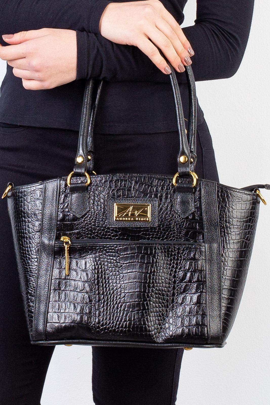 Bolsa de couro croco Heloisa - Enluaze