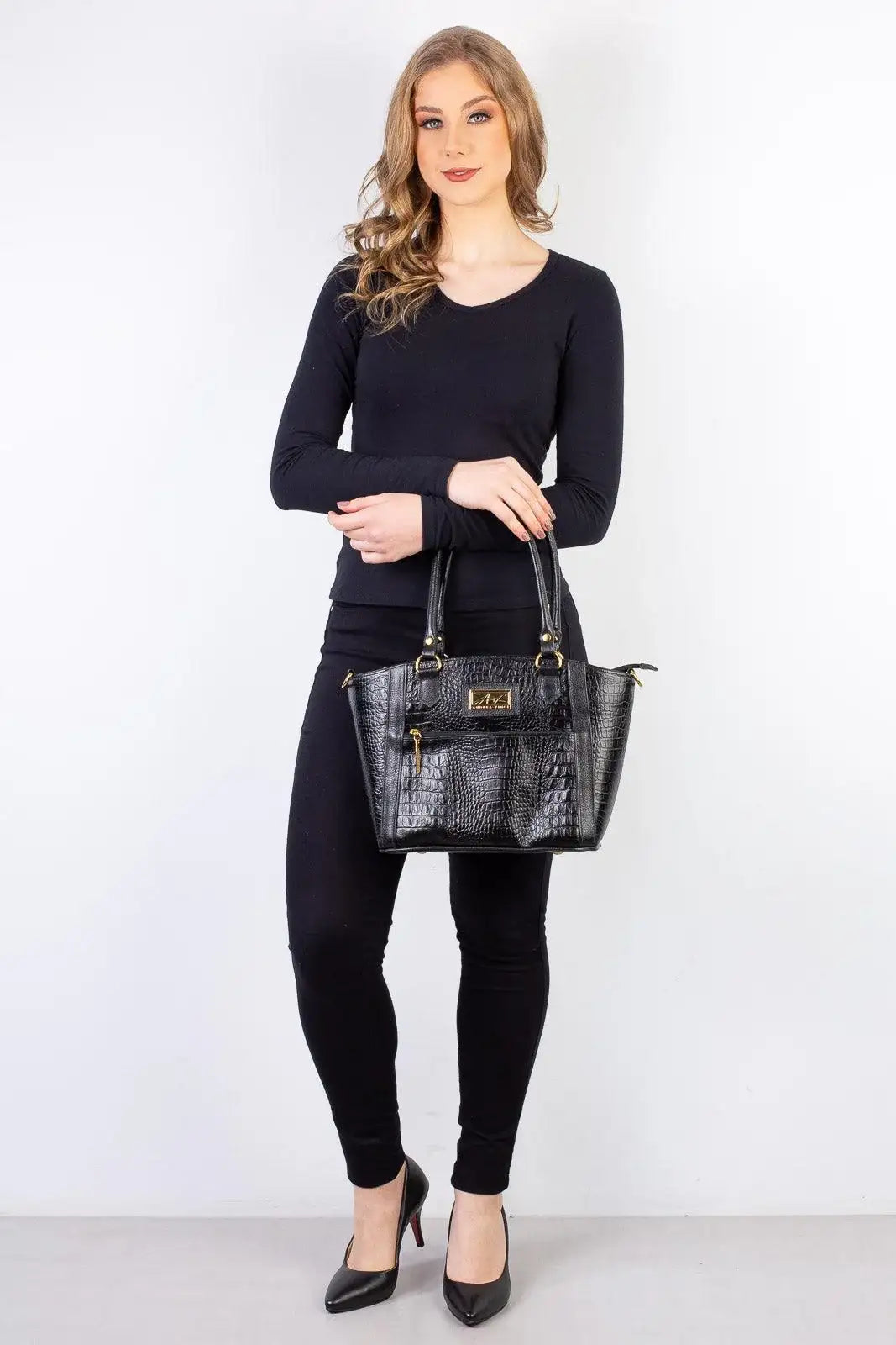 Bolsa de couro croco Heloisa - Enluaze