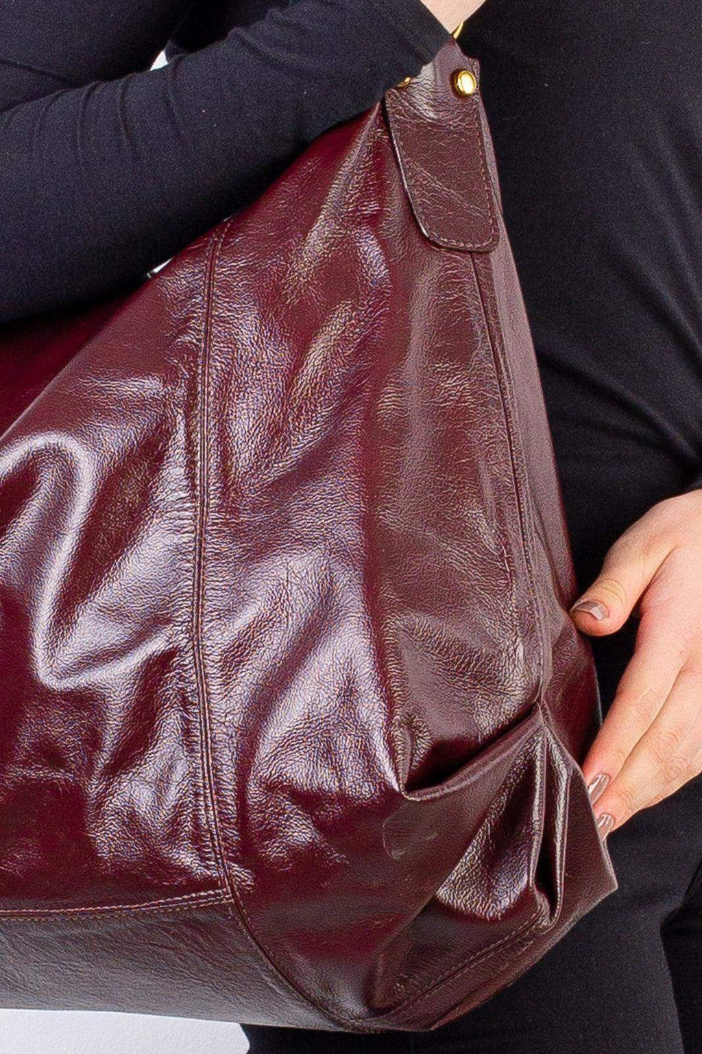 Bolsa saco grande de couro liso Cris - Enluaze