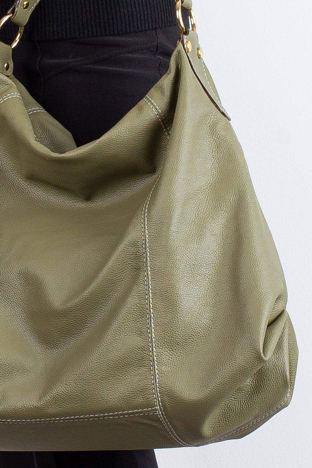 Bolsa saco grande de couro liso Cris - Enluaze