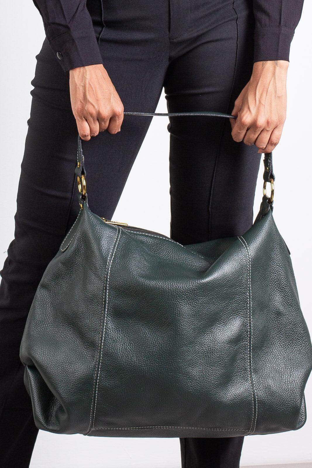 Bolsa saco grande de couro liso Cris - Enluaze