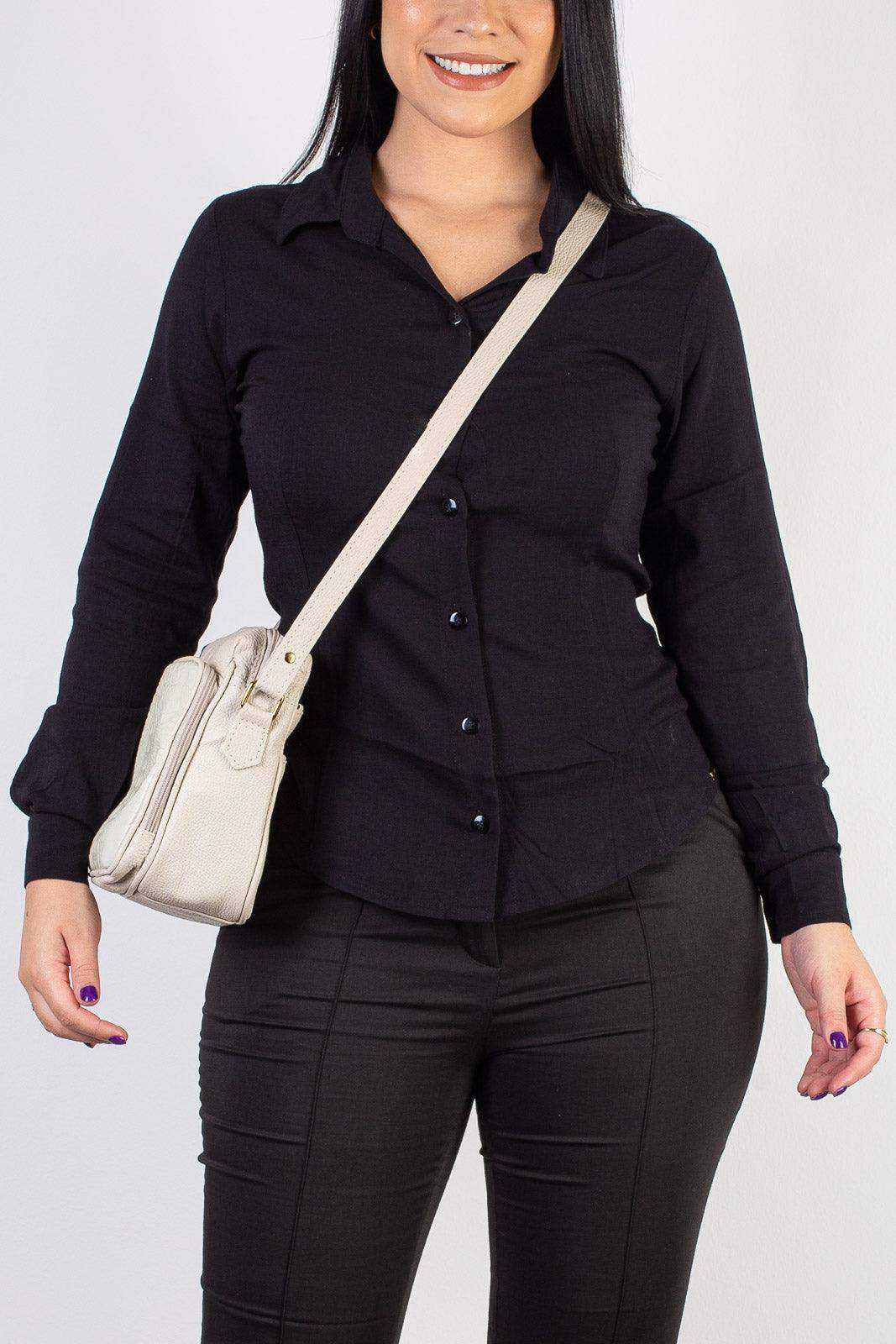 Bolsa de couro croco tiracolo com divisórias Rita - Enluaze