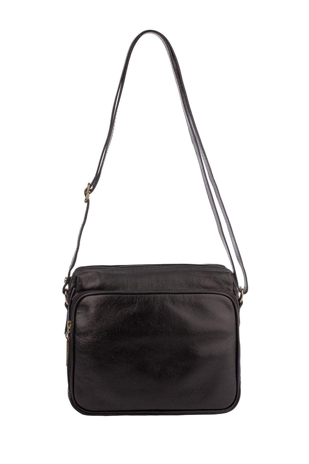 Bolsa de couro liso tiracolo com divisórias Rita - Enluaze