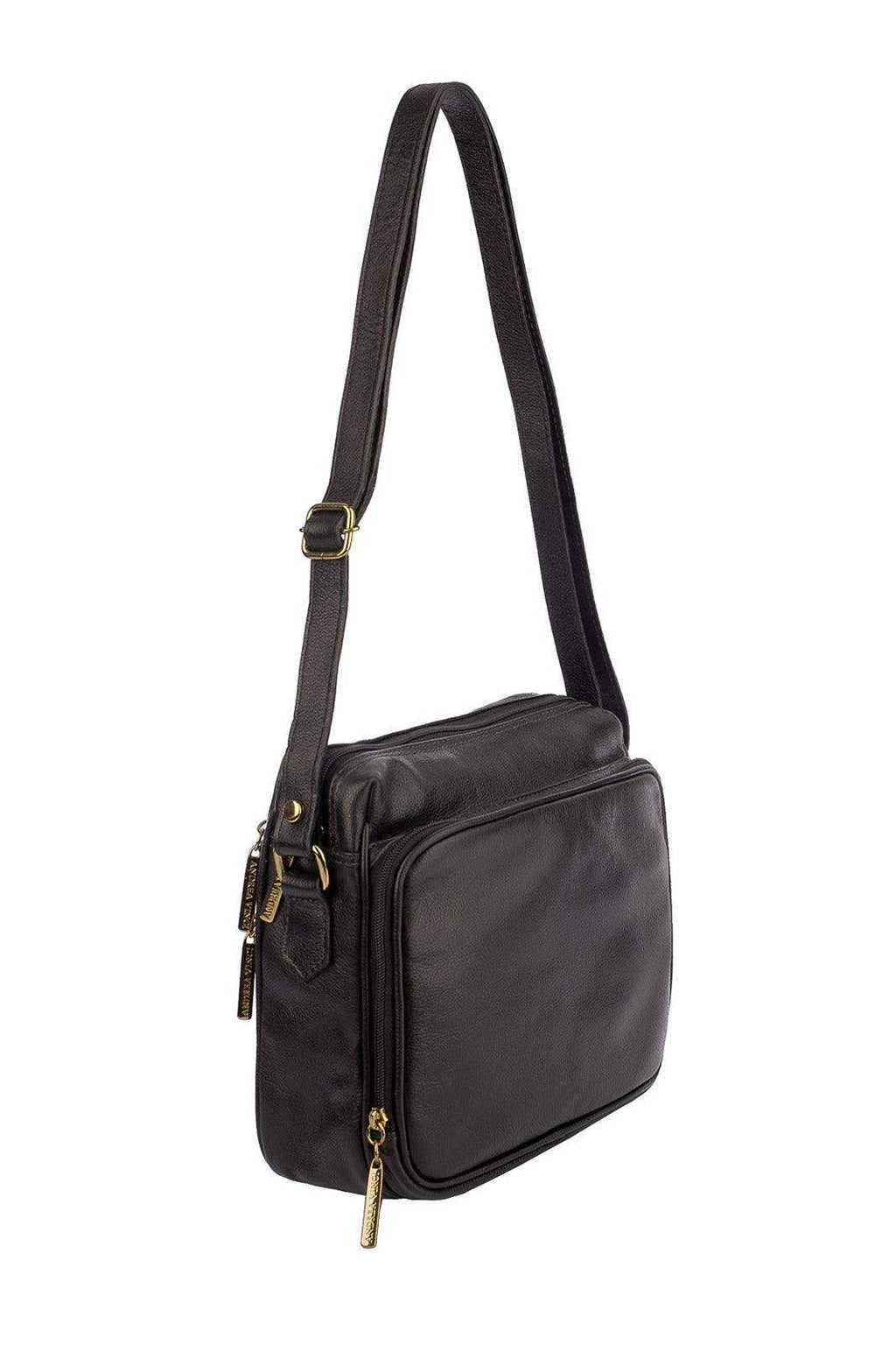 Bolsa de couro liso tiracolo com divisórias Rita - Enluaze