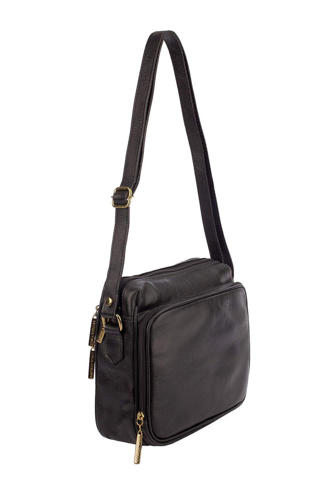 Bolsa de couro liso tiracolo com divisórias Rita - Enluaze