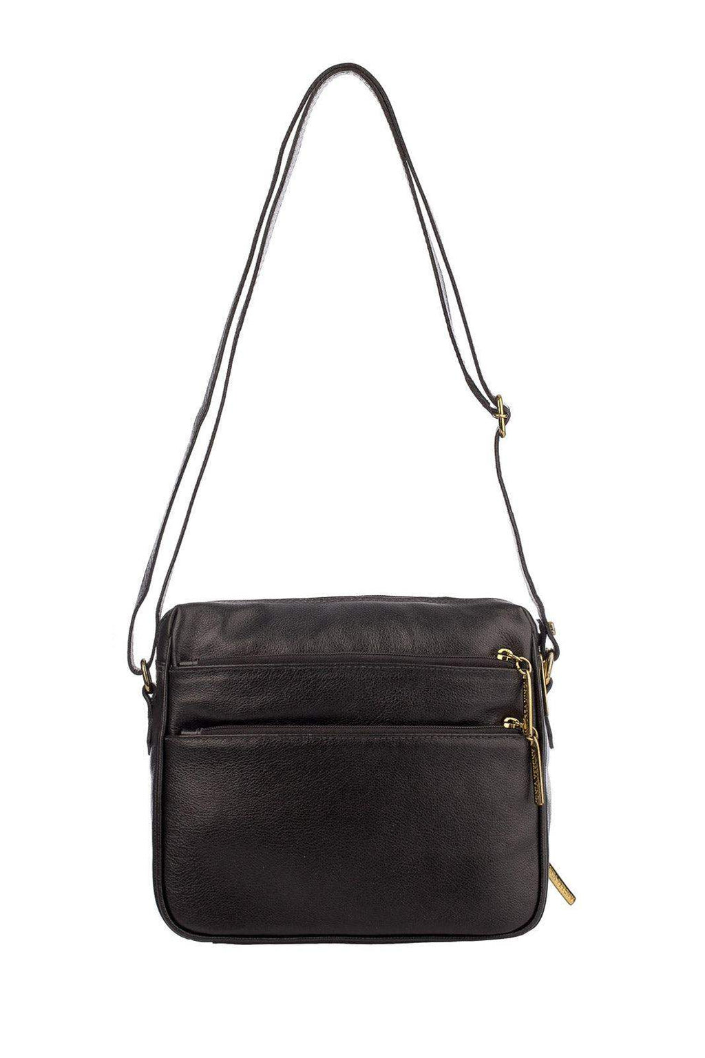 Bolsa de couro liso tiracolo com divisórias Rita - Enluaze