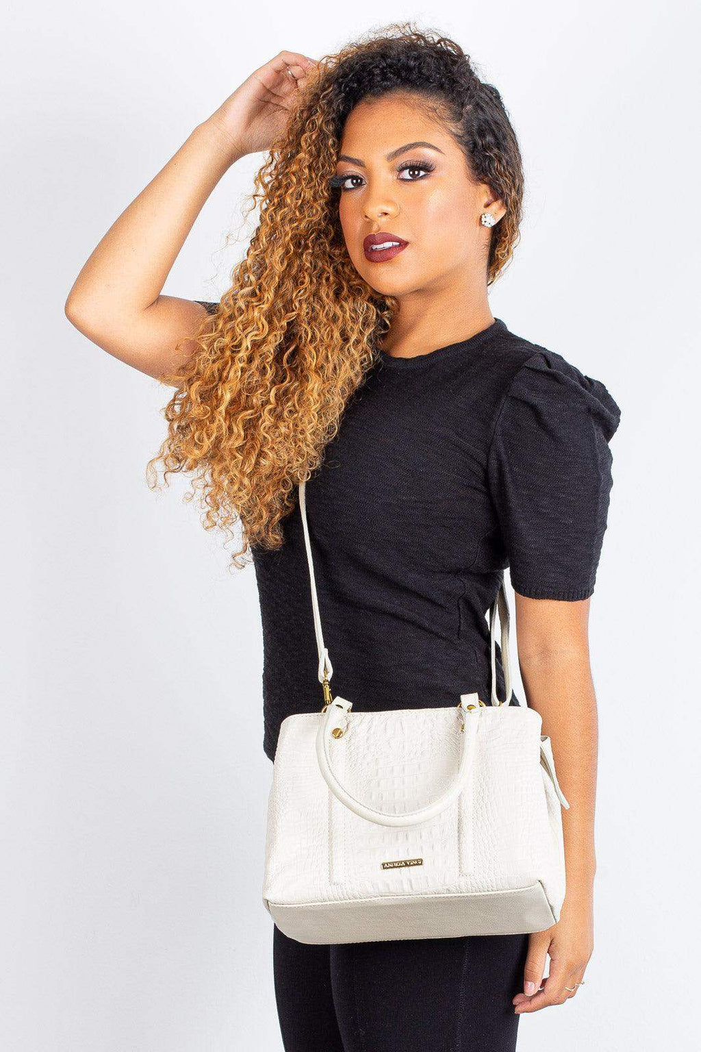 Bolsa de couro croco pequena Melina - Enluaze