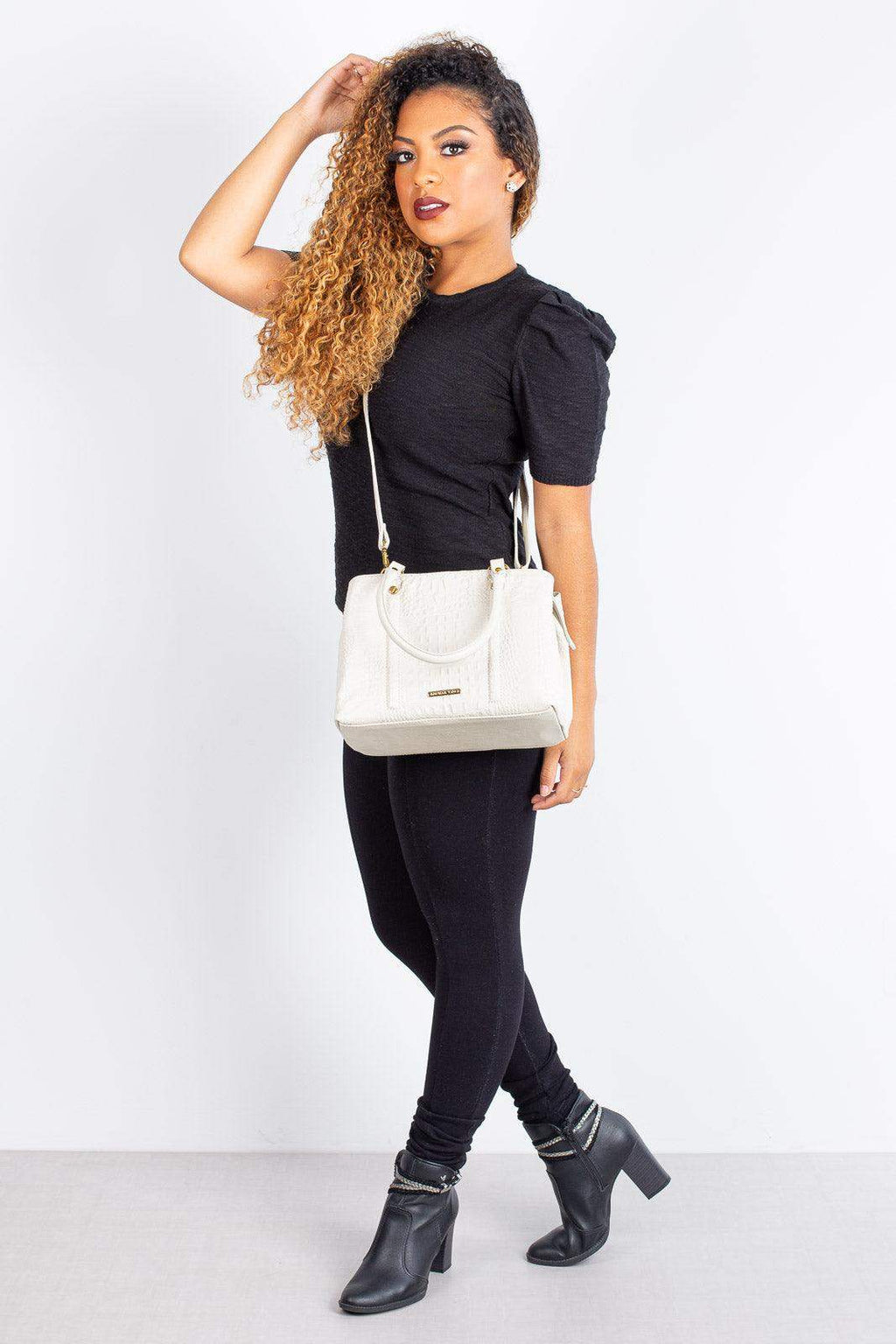 Bolsa de couro croco pequena Melina - Enluaze