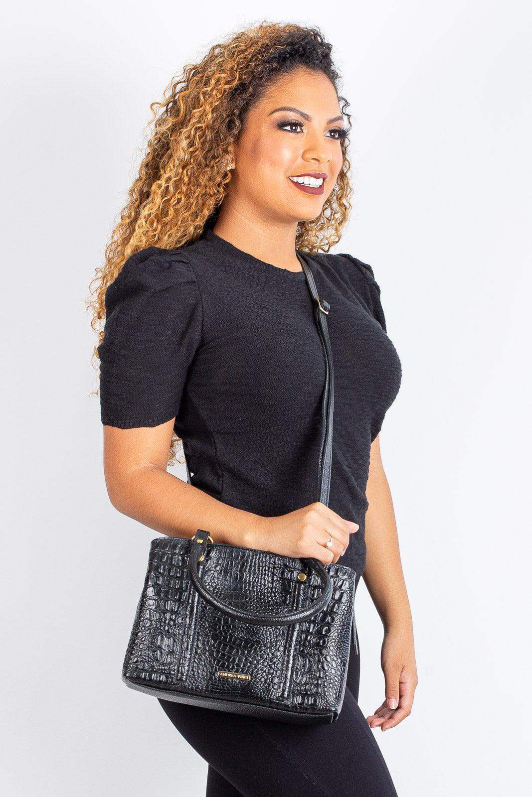 Bolsa de couro croco pequena Melina - Enluaze