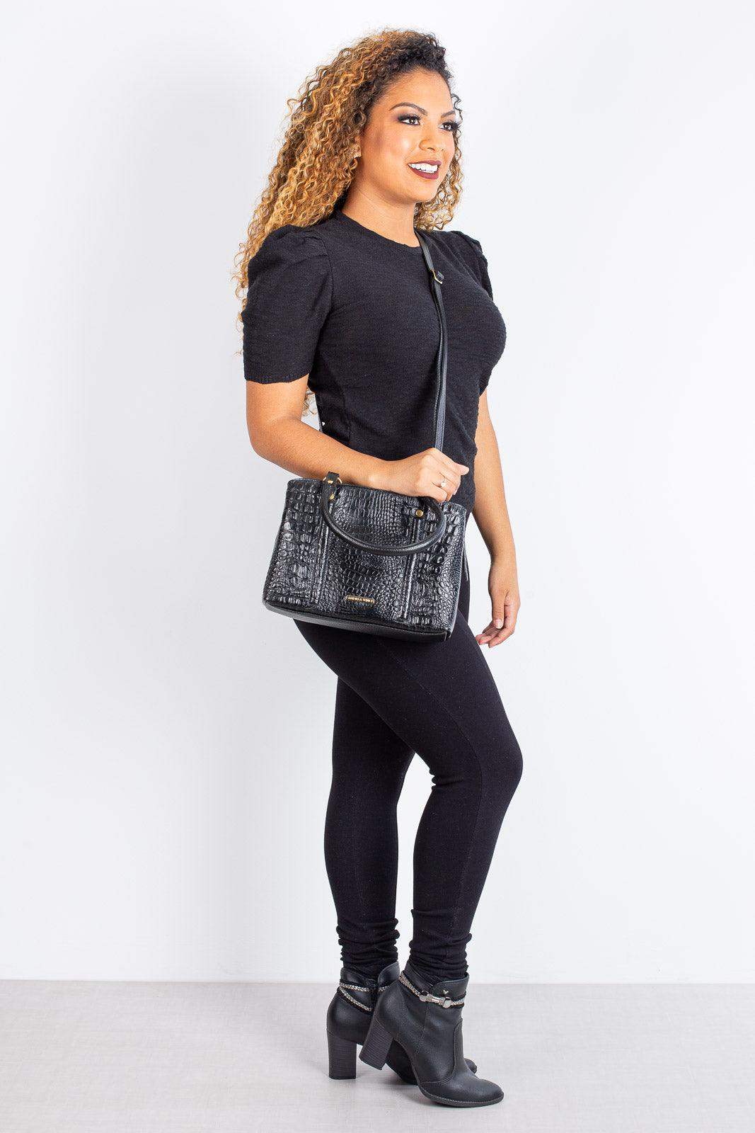 Bolsa de couro croco pequena Melina - Enluaze