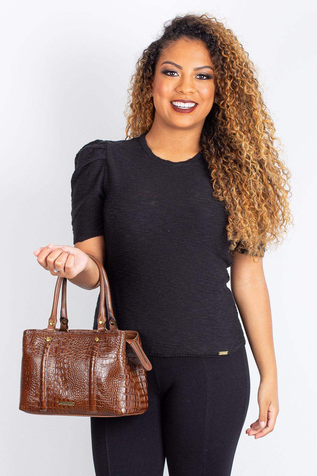 Bolsa de couro croco pequena Melina - Enluaze