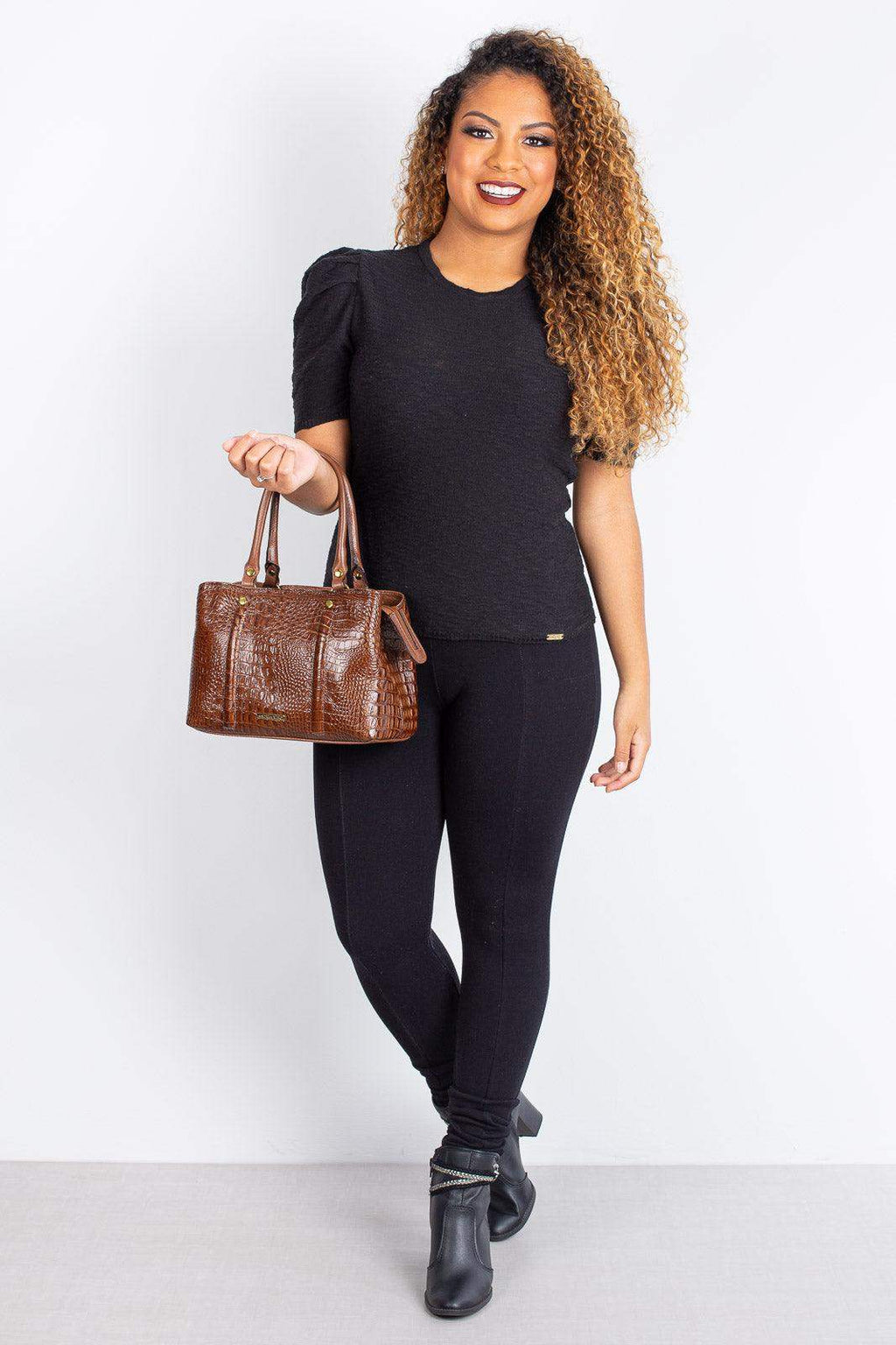 Bolsa de couro croco pequena Melina - Enluaze