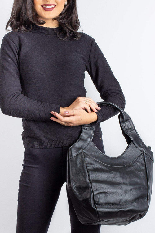 Bolsa saco grande de couro liso Cíntia - Enluaze