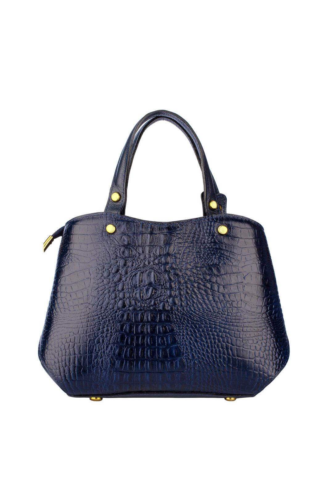 Bolsa baú pequena de couro croco Megan - Enluaze