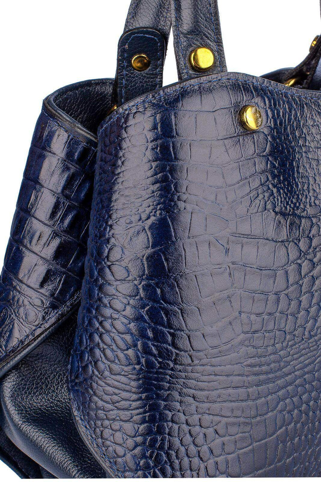 Bolsa baú pequena de couro croco Megan - Enluaze