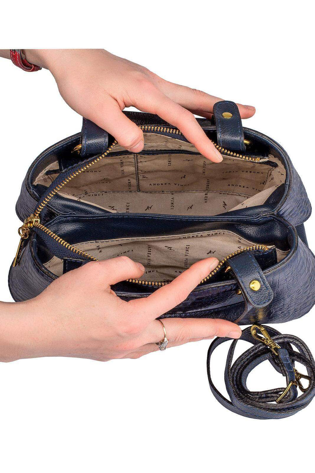 Bolsa baú pequena de couro croco Megan - Enluaze