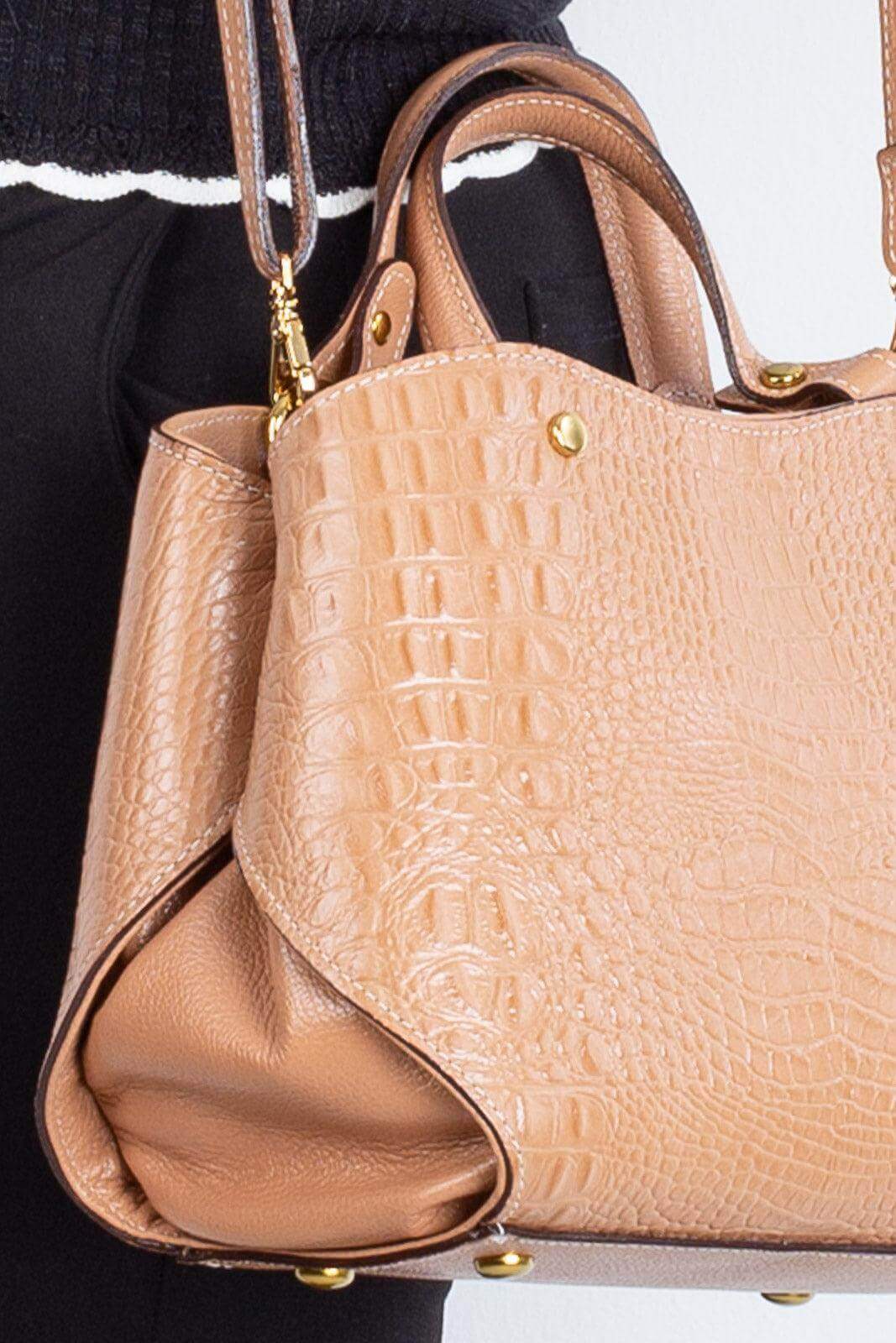 Bolsa baú pequena de couro croco Megan - Enluaze