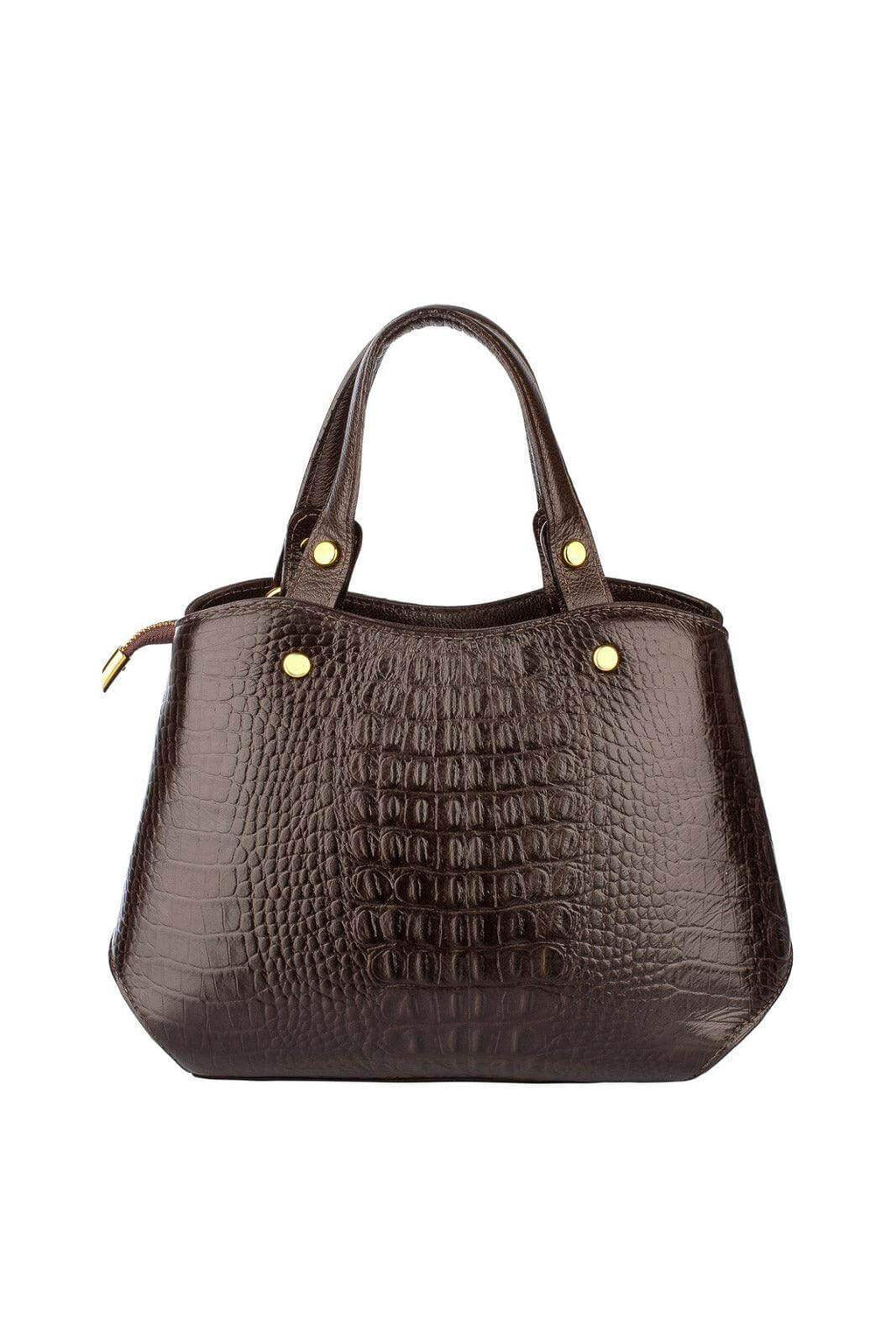 Bolsa baú pequena de couro croco Megan - Enluaze