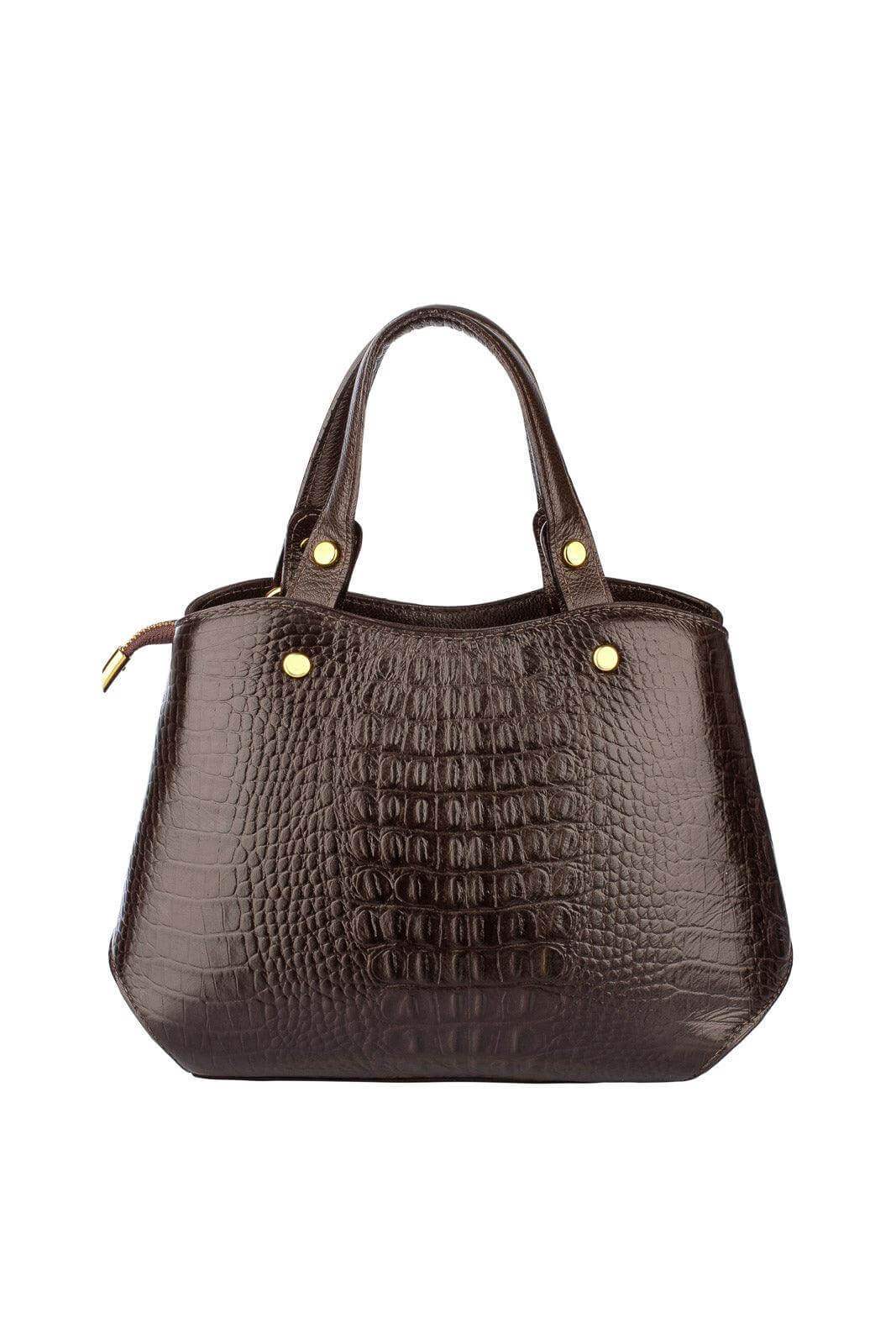 Bolsa baú pequena de couro croco Megan - Enluaze