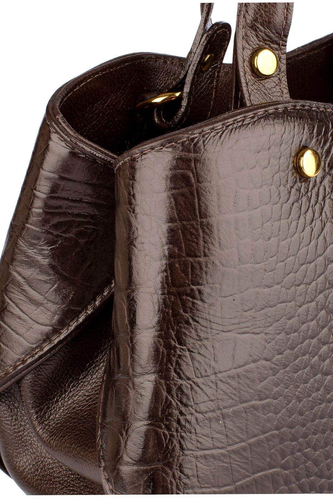 Bolsa baú pequena de couro croco Megan - Enluaze