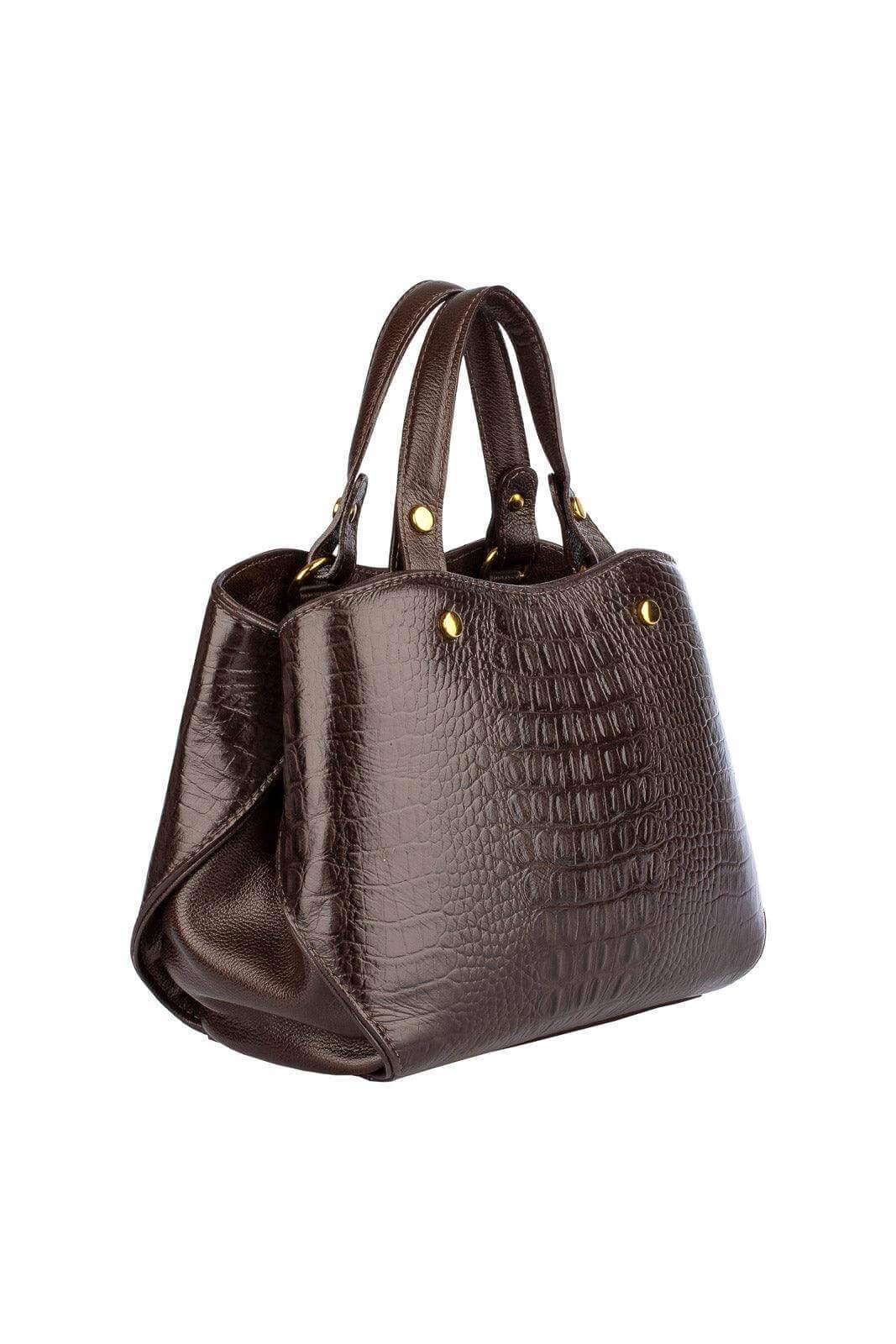 Bolsa baú pequena de couro croco Megan - Enluaze