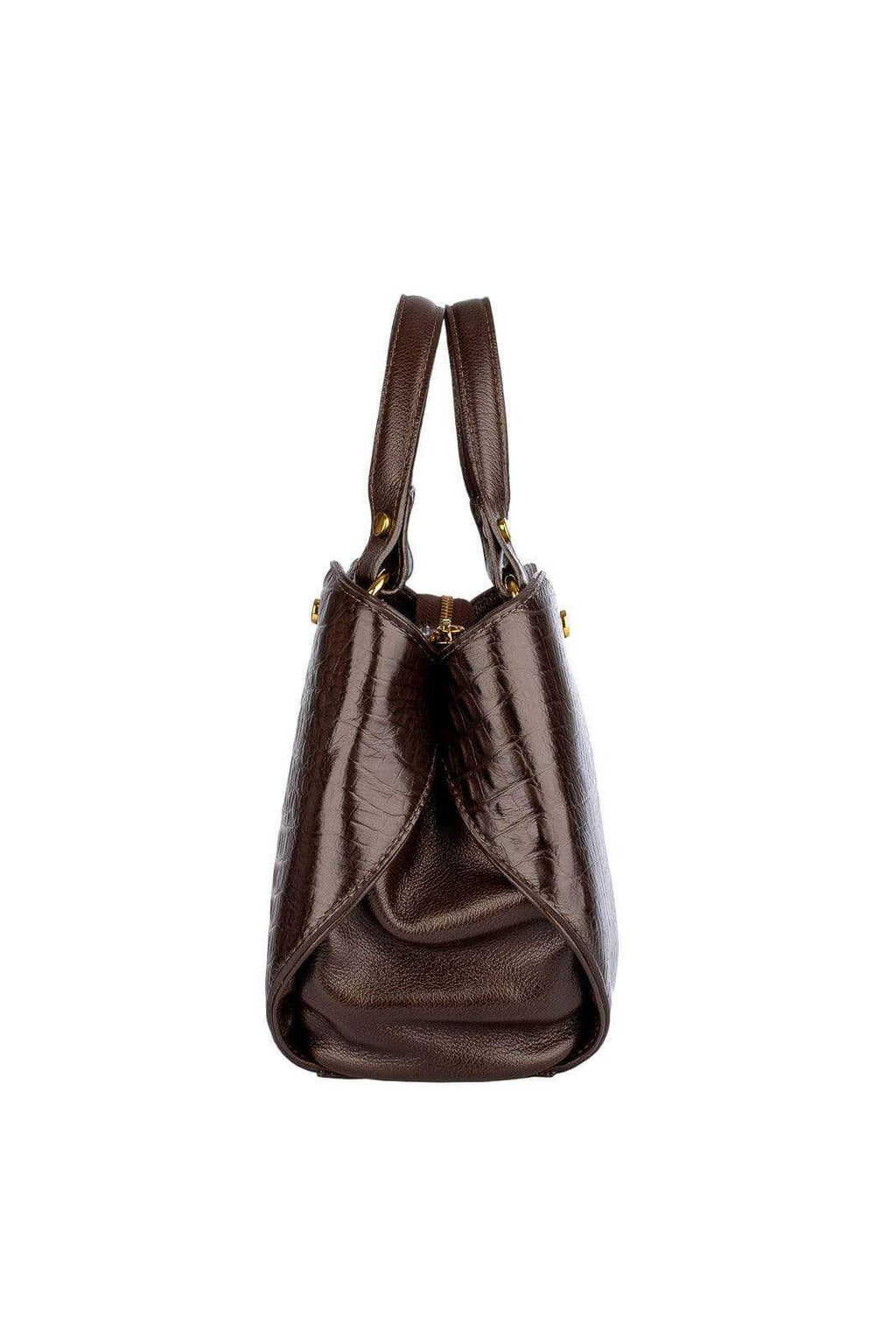 Bolsa baú pequena de couro croco Megan - Enluaze