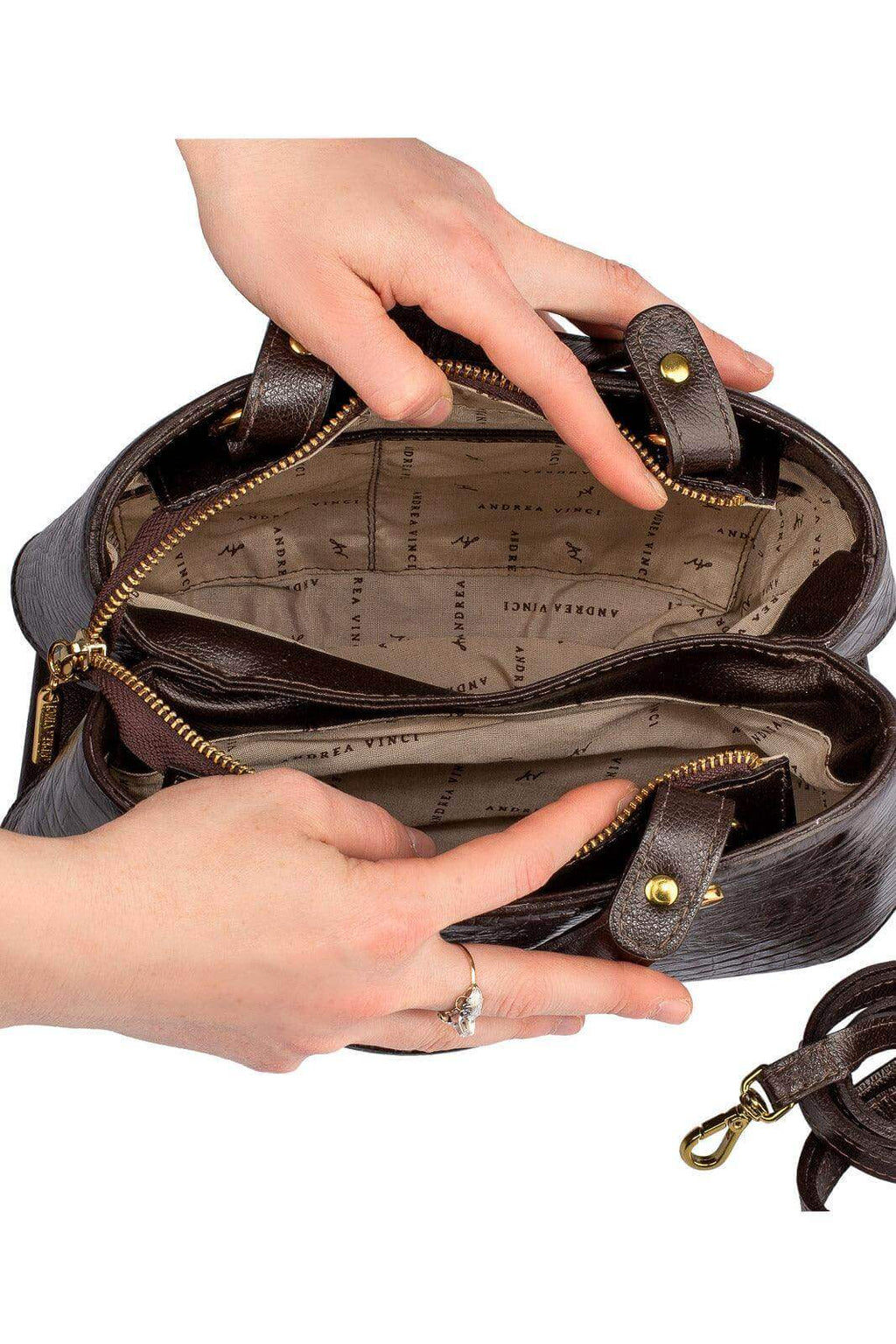 Bolsa baú pequena de couro croco Megan - Enluaze