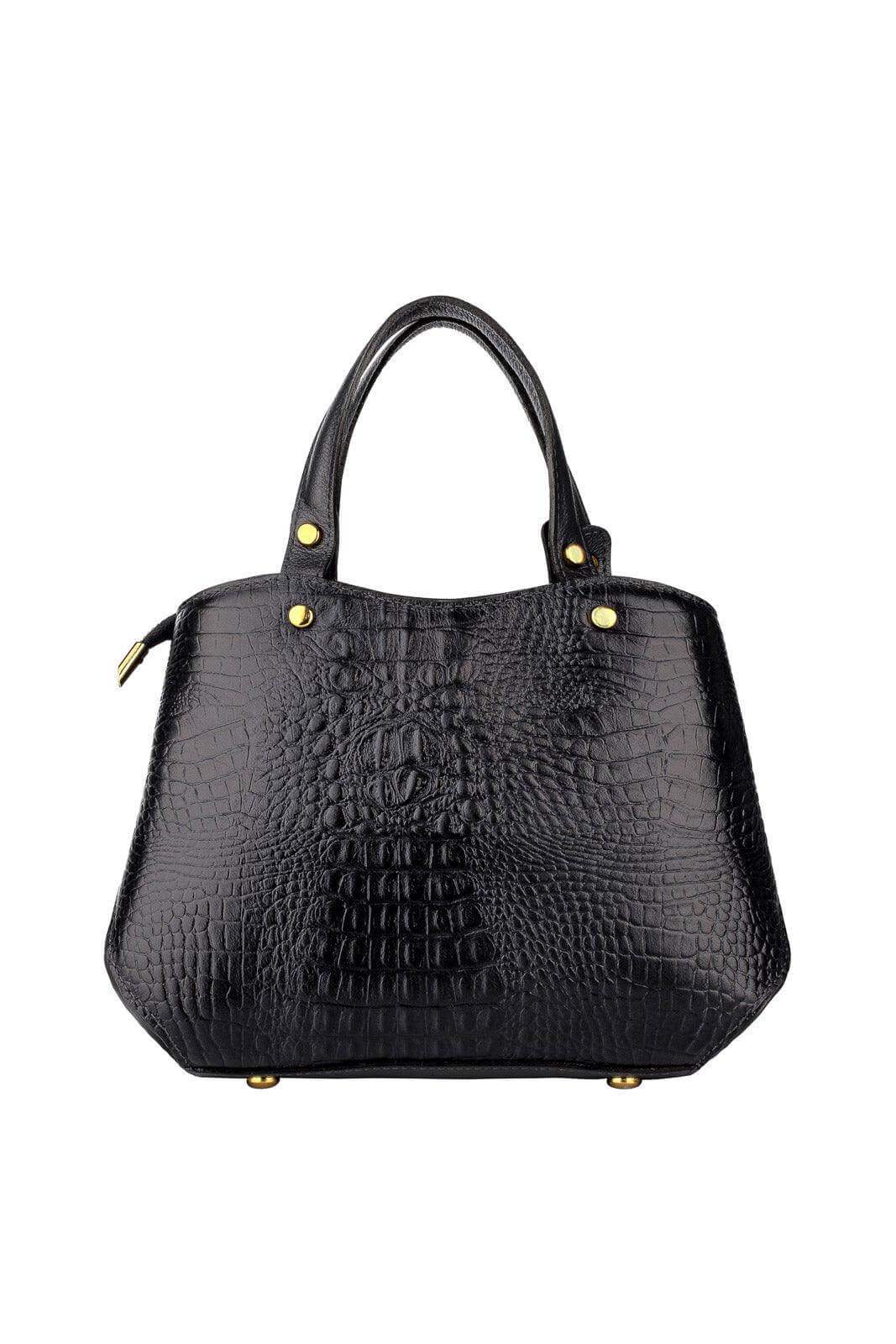 Bolsa baú pequena de couro croco Megan - Enluaze