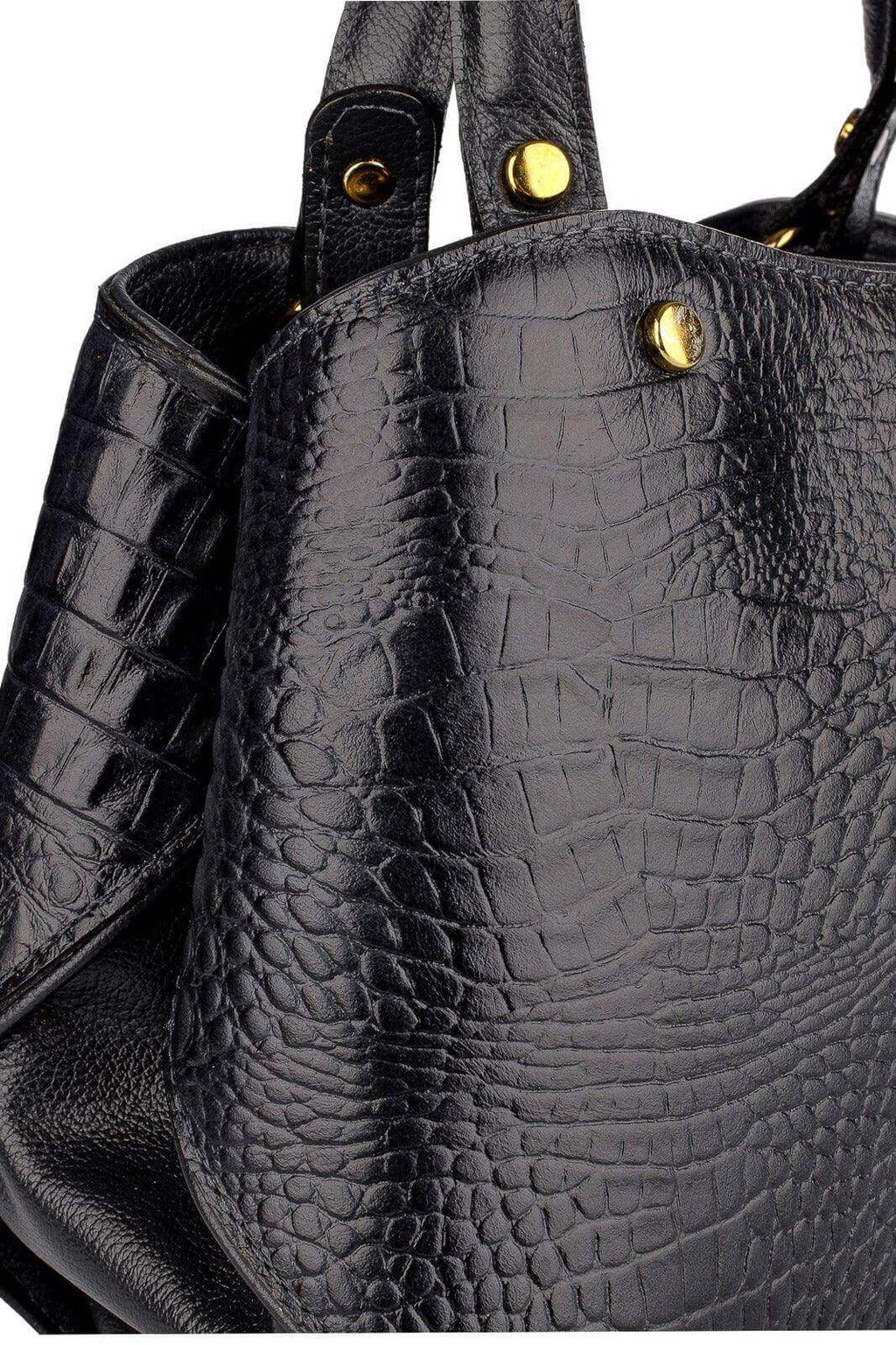 Bolsa baú pequena de couro croco Megan - Enluaze