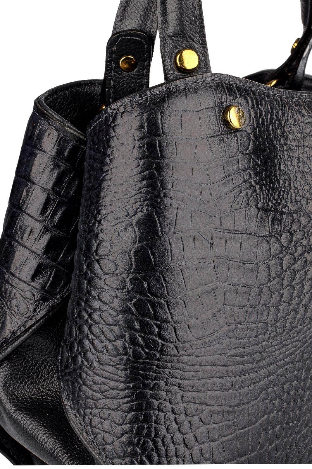 Bolsa baú pequena de couro croco Megan - Enluaze