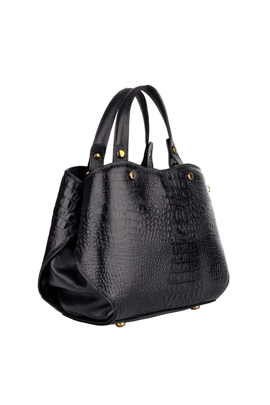 Bolsa baú pequena de couro croco Megan - Enluaze