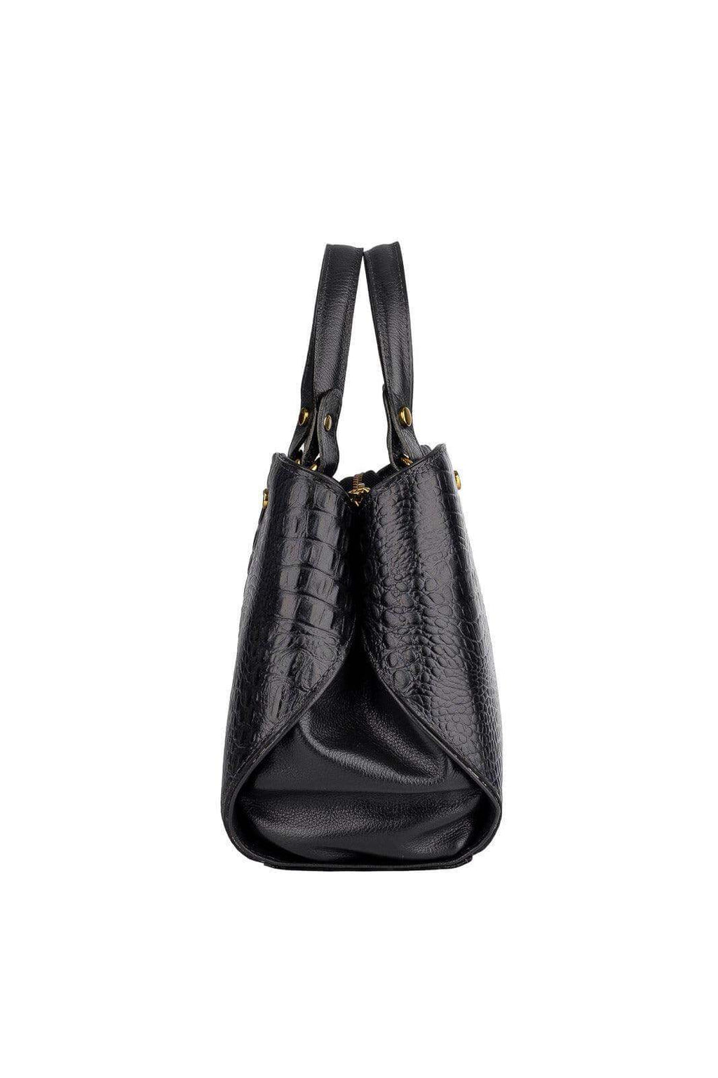 Bolsa baú pequena de couro croco Megan - Enluaze