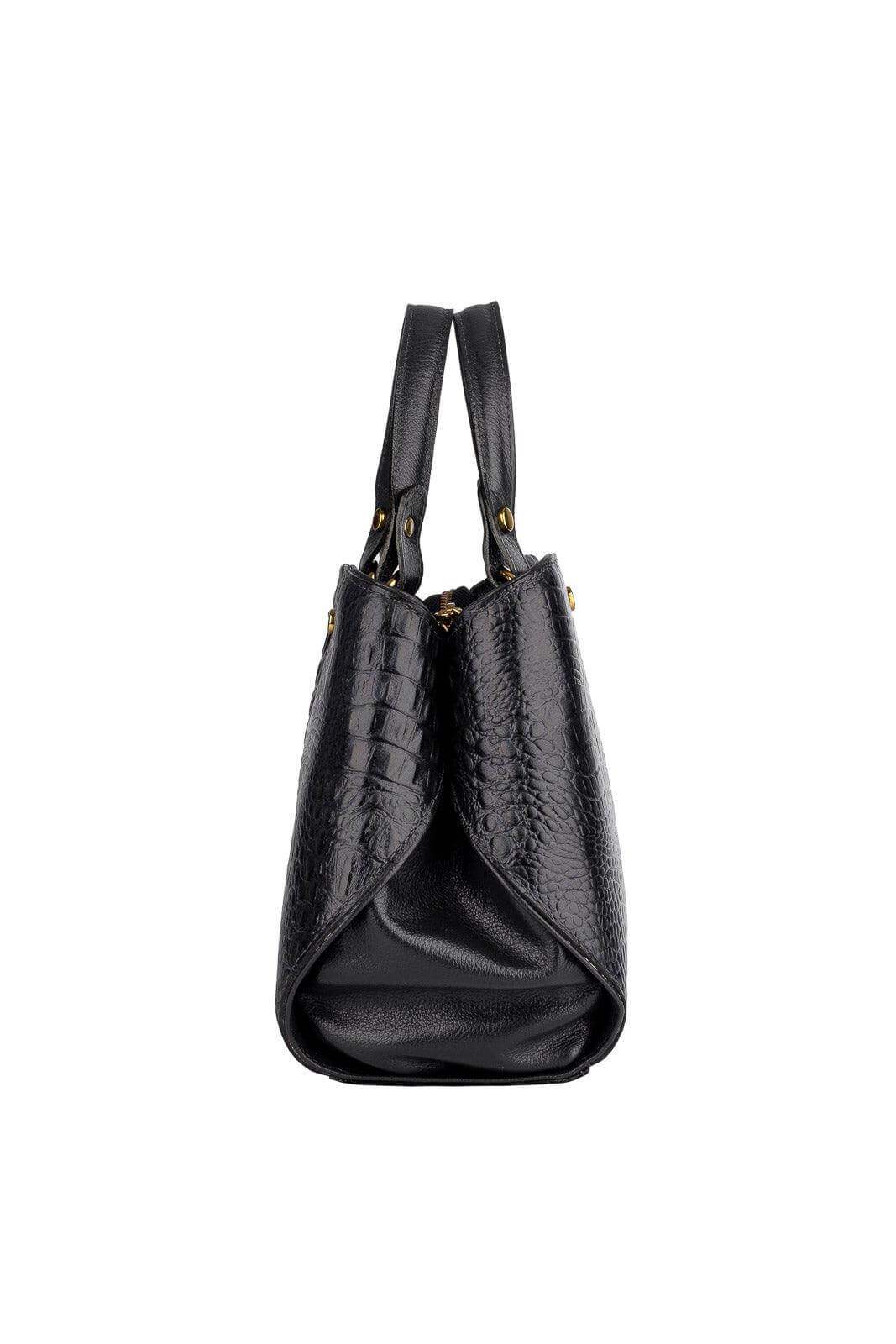 Bolsa baú pequena de couro croco Megan - Enluaze