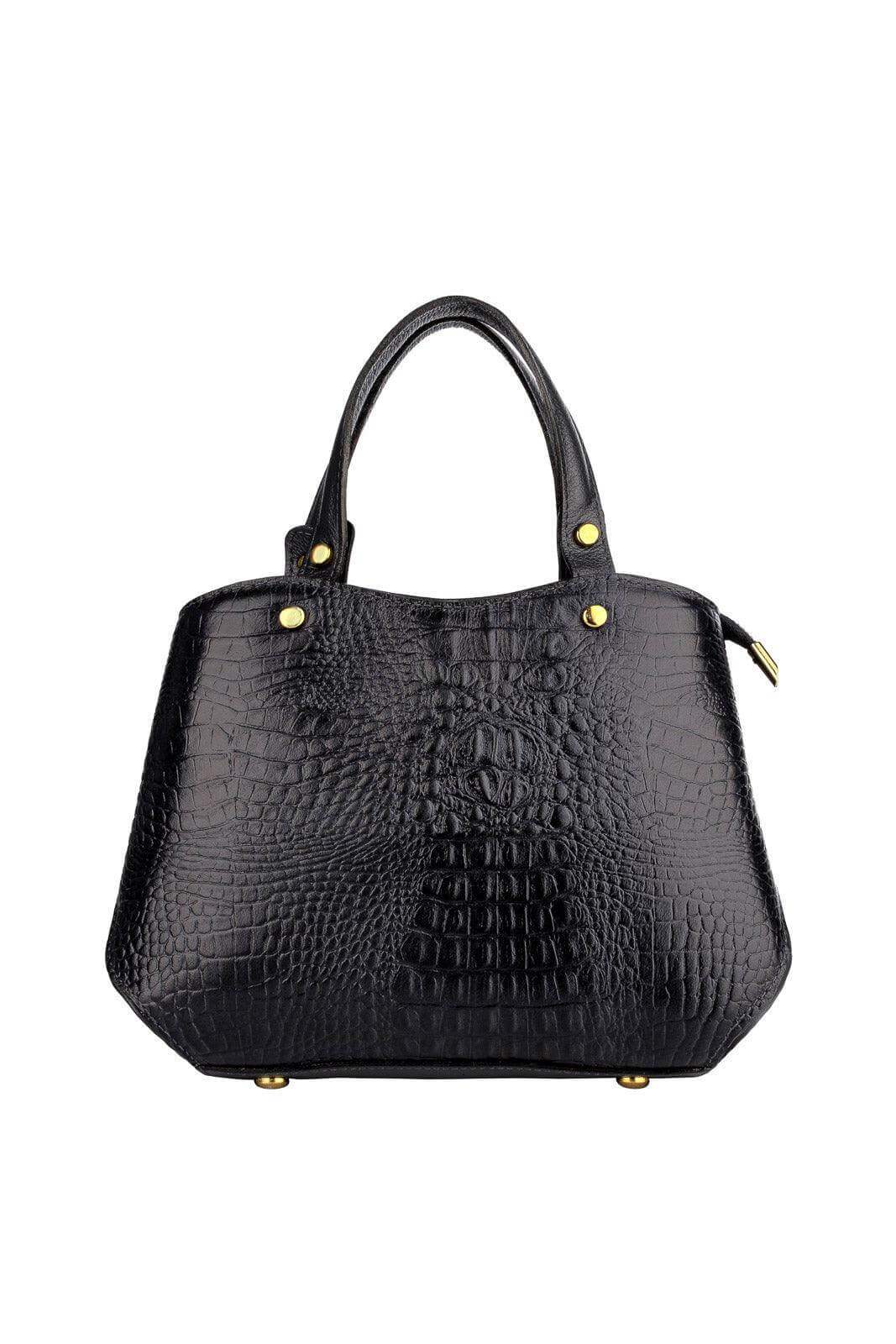 Bolsa baú pequena de couro croco Megan - Enluaze