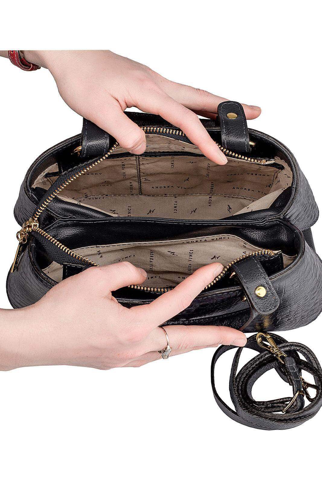 Bolsa baú pequena de couro croco Megan - Enluaze