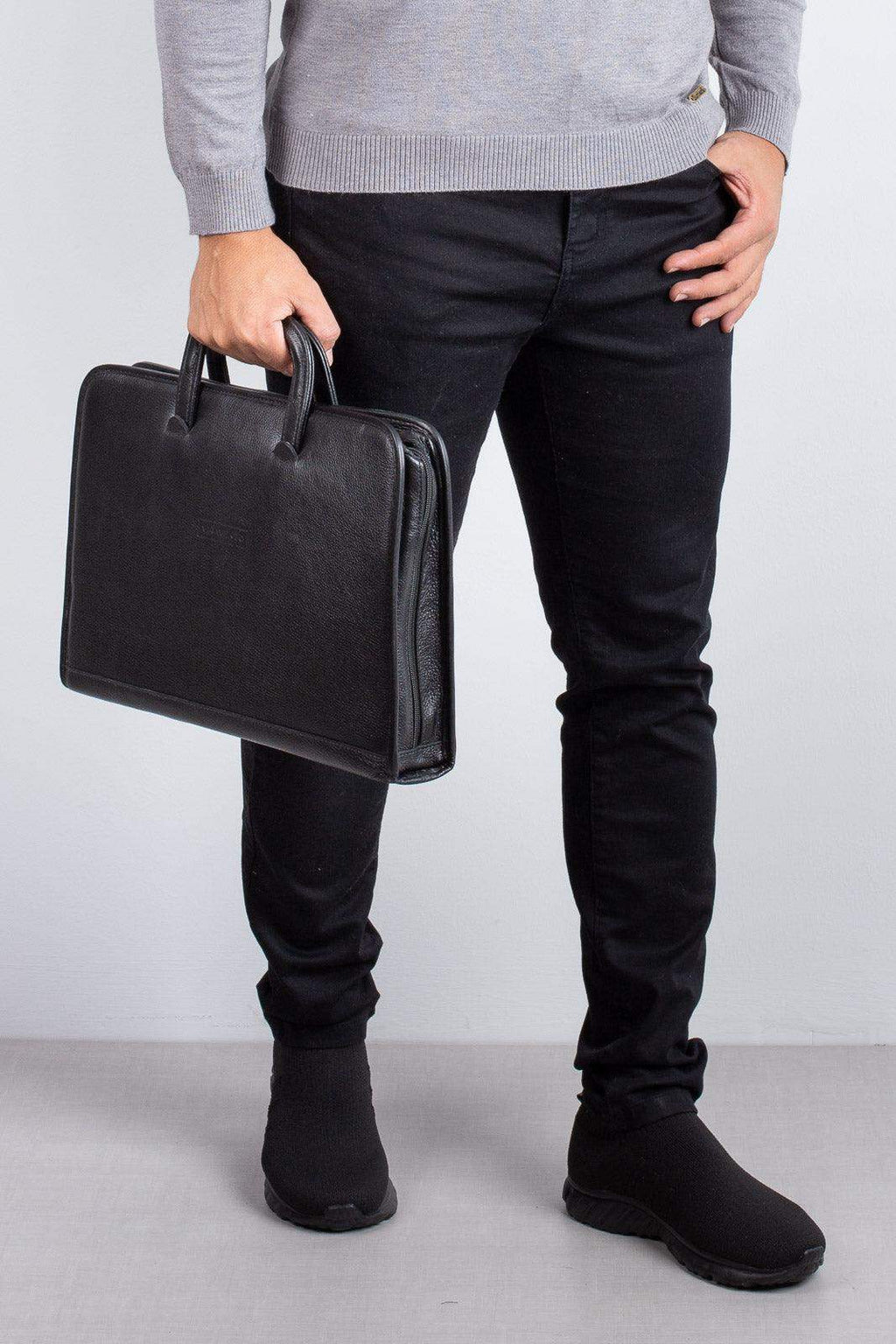 Pasta envelope de couro com alça Docs - Enluaze