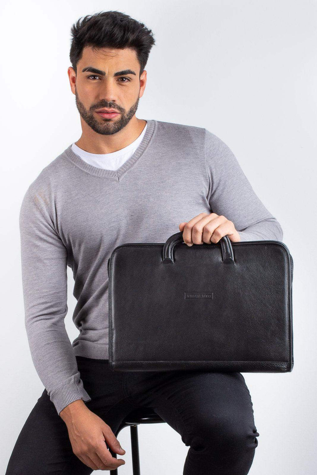 Pasta envelope de couro com alça Docs - Enluaze